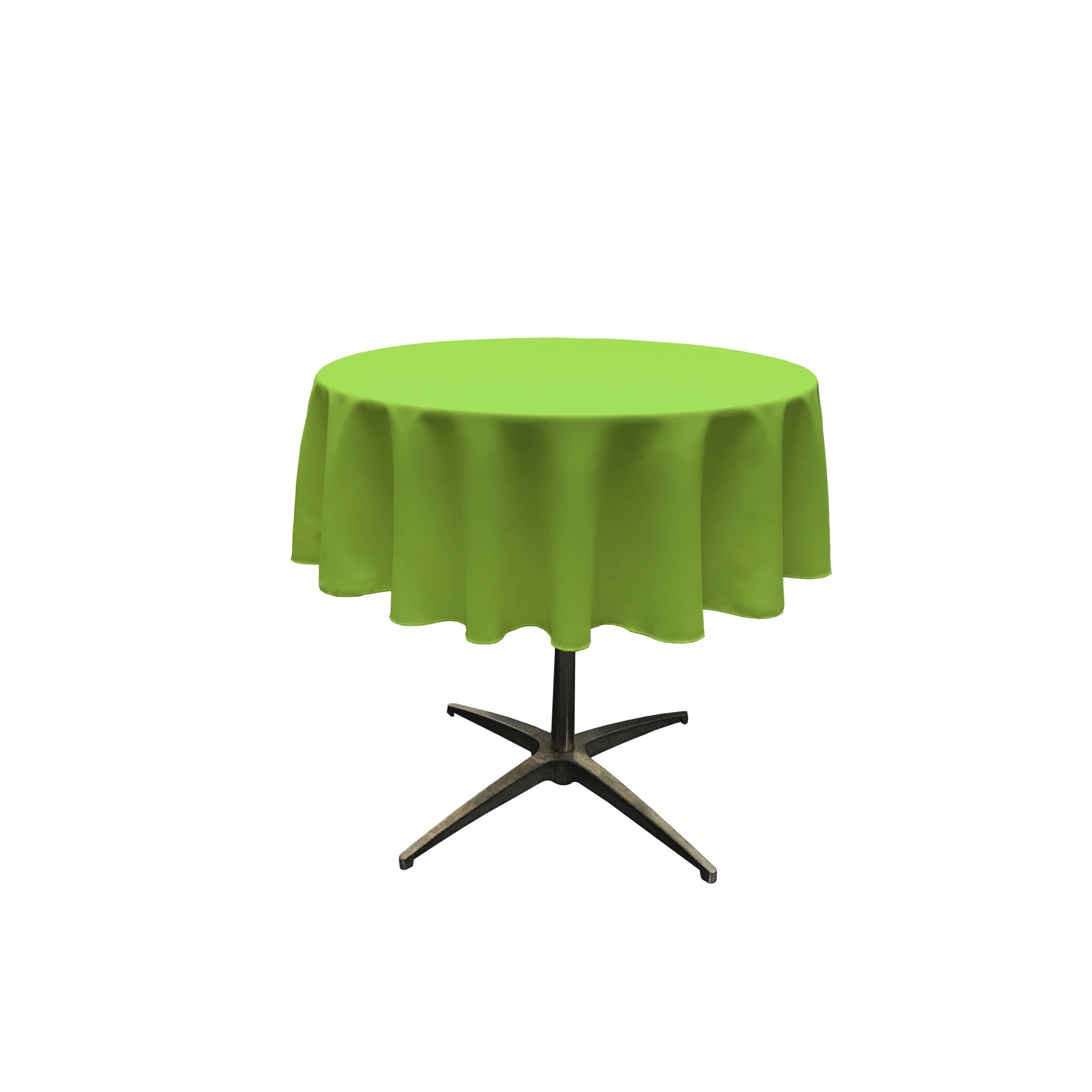 La Linen Polyester Poplin Tablecloth 51-Inches Round, Lime