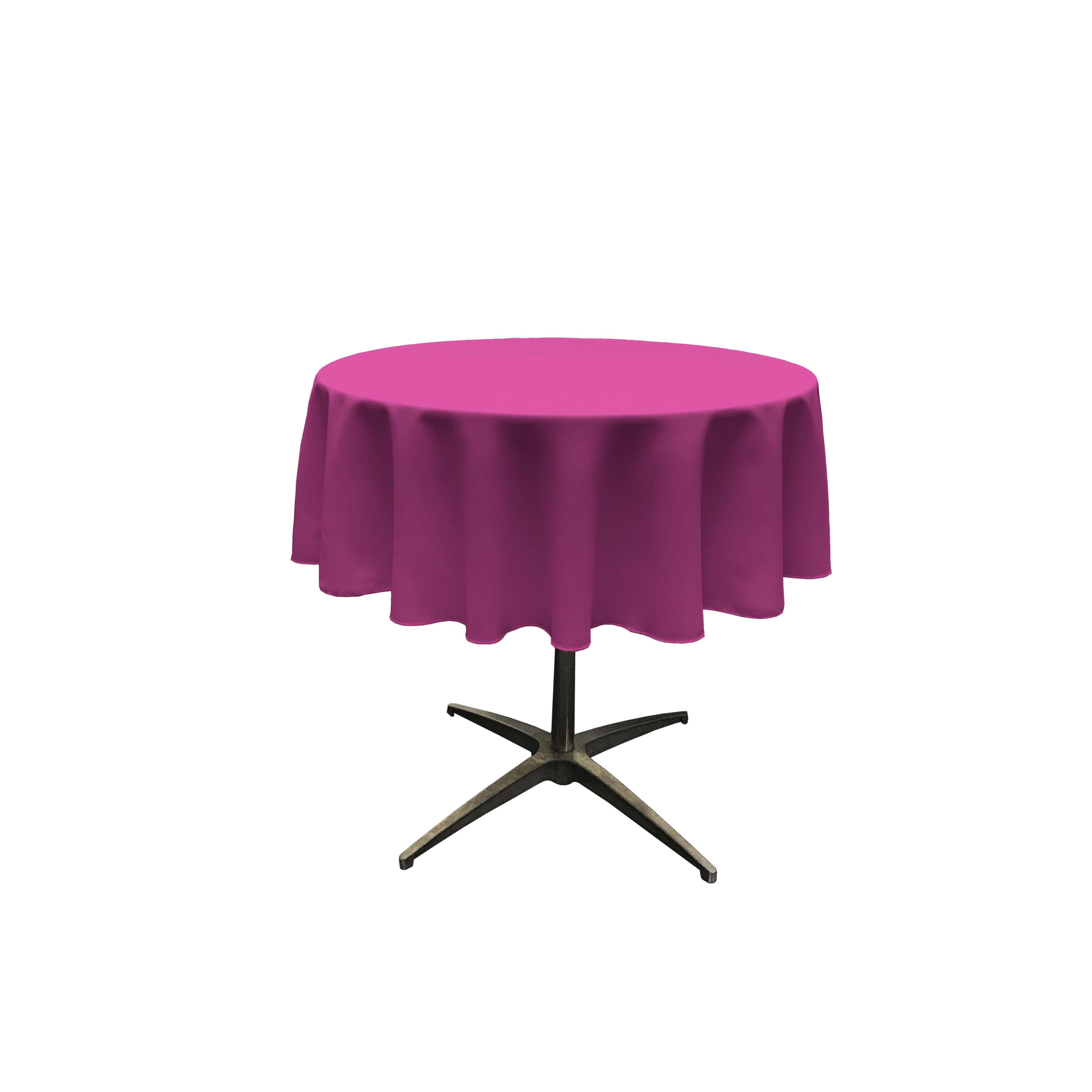 La Linen Polyester Poplin Tablecloth 51-Inches Round, Magenta