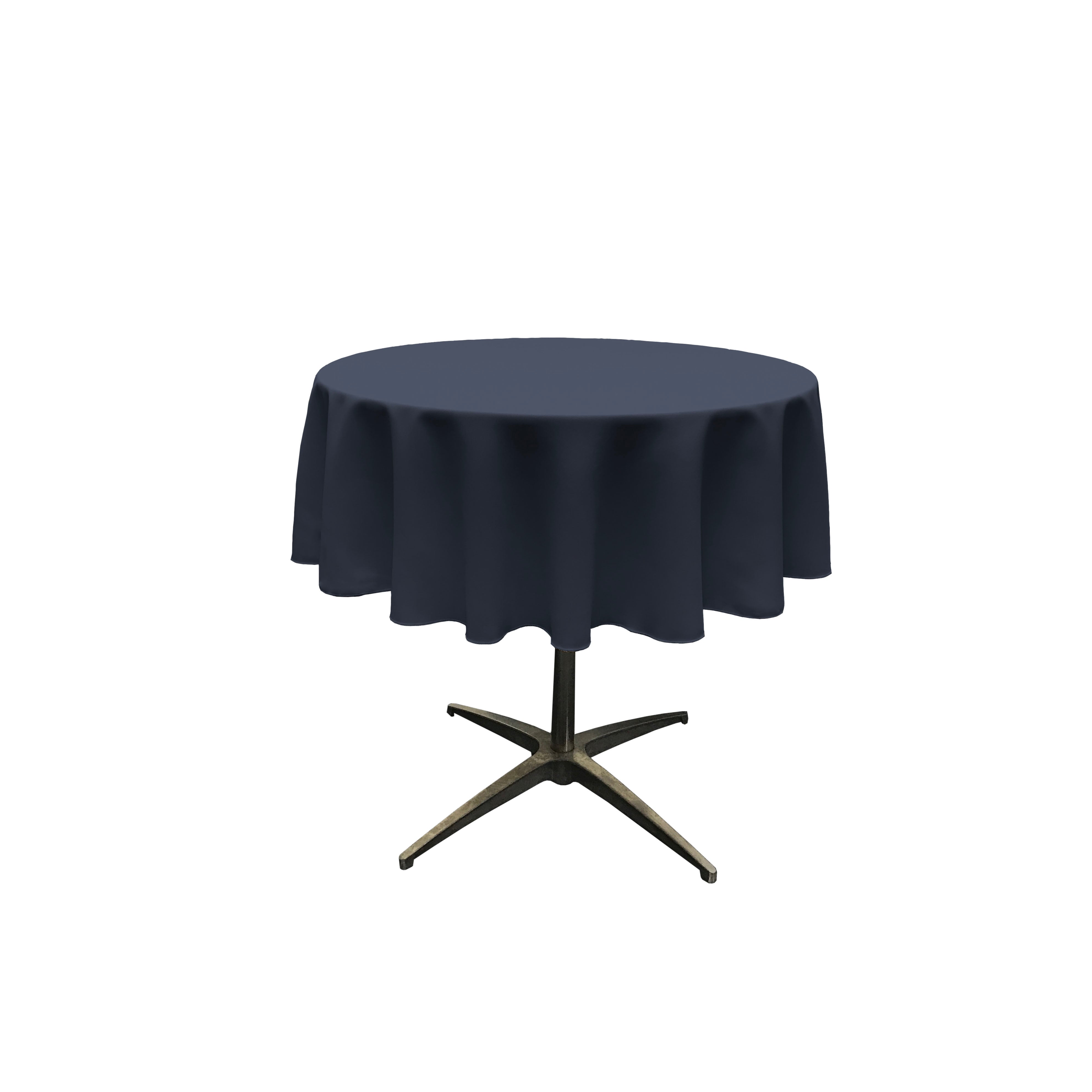 La Linen Polyester Poplin Tablecloth 51-Inches Round, Navy Blue