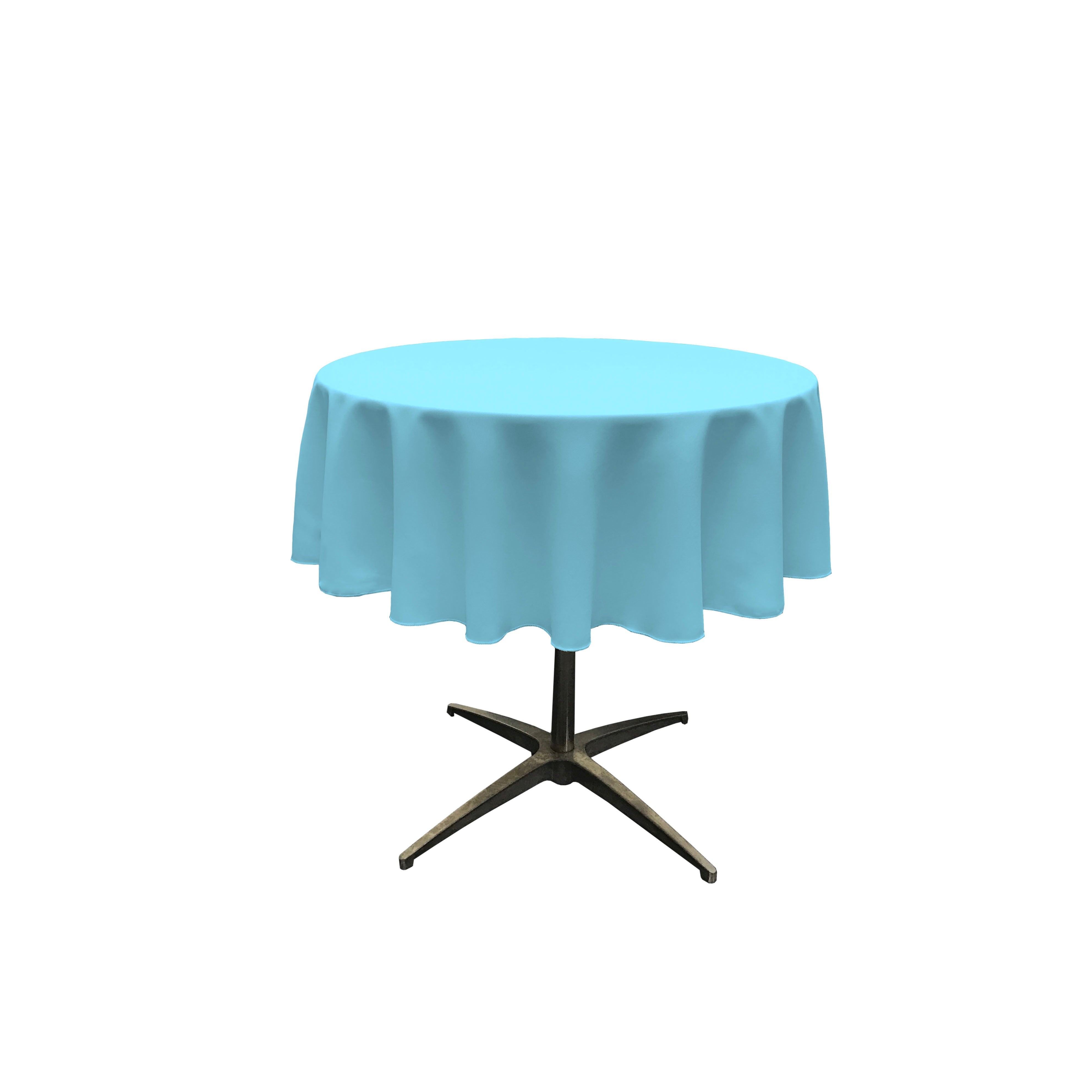 La Linen Polyester Poplin Tablecloth 51-Inches Round, Light Turquoise