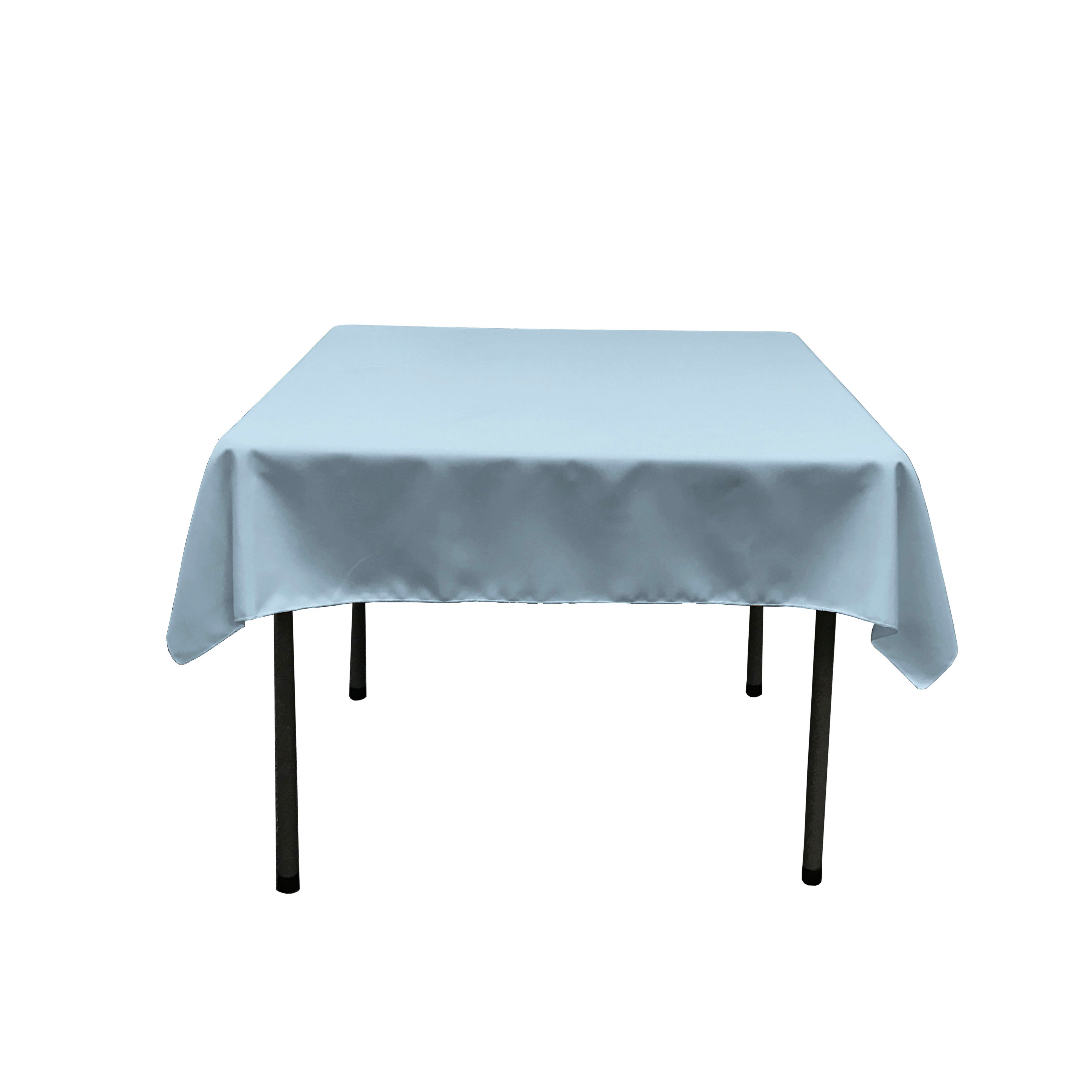 La Linen Polyester Poplin Square Tablecloth, 52 By 52-Inch, Light Blue