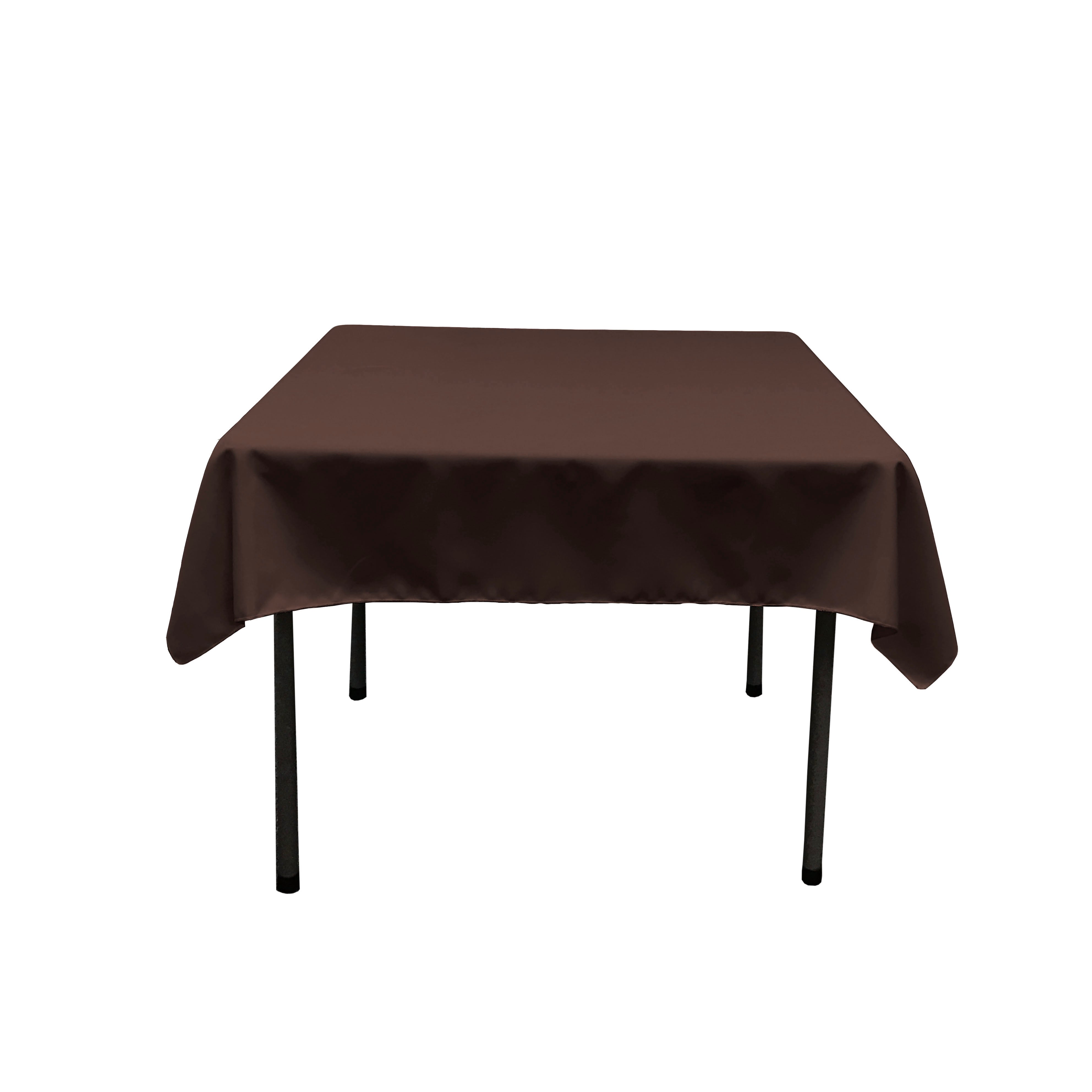 La Linen Polyester Poplin Square Tablecloth, 52 By 52-Inch, Brown
