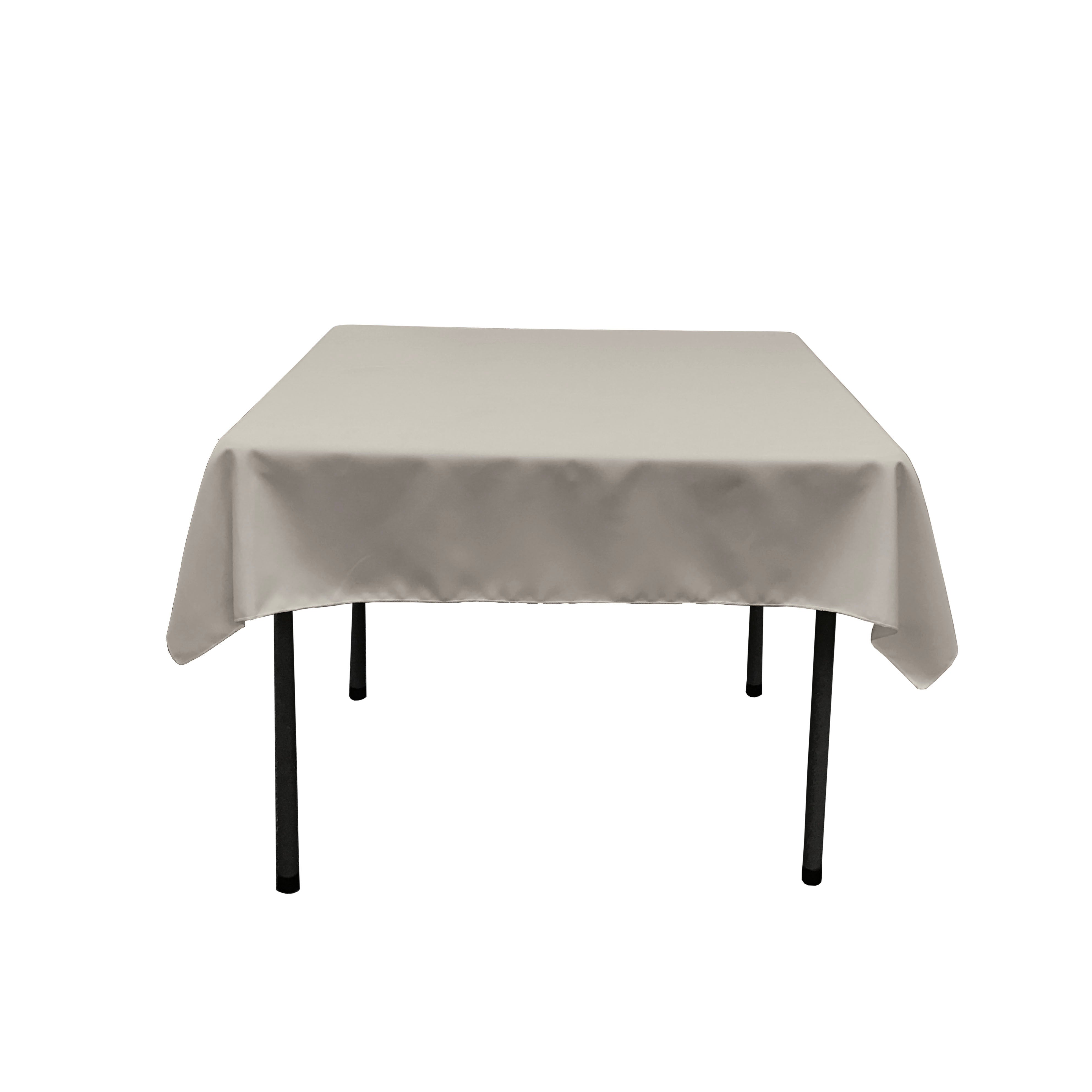La Linen Polyester Poplin Square Tablecloth, 52 By 52-Inch, Light Gray