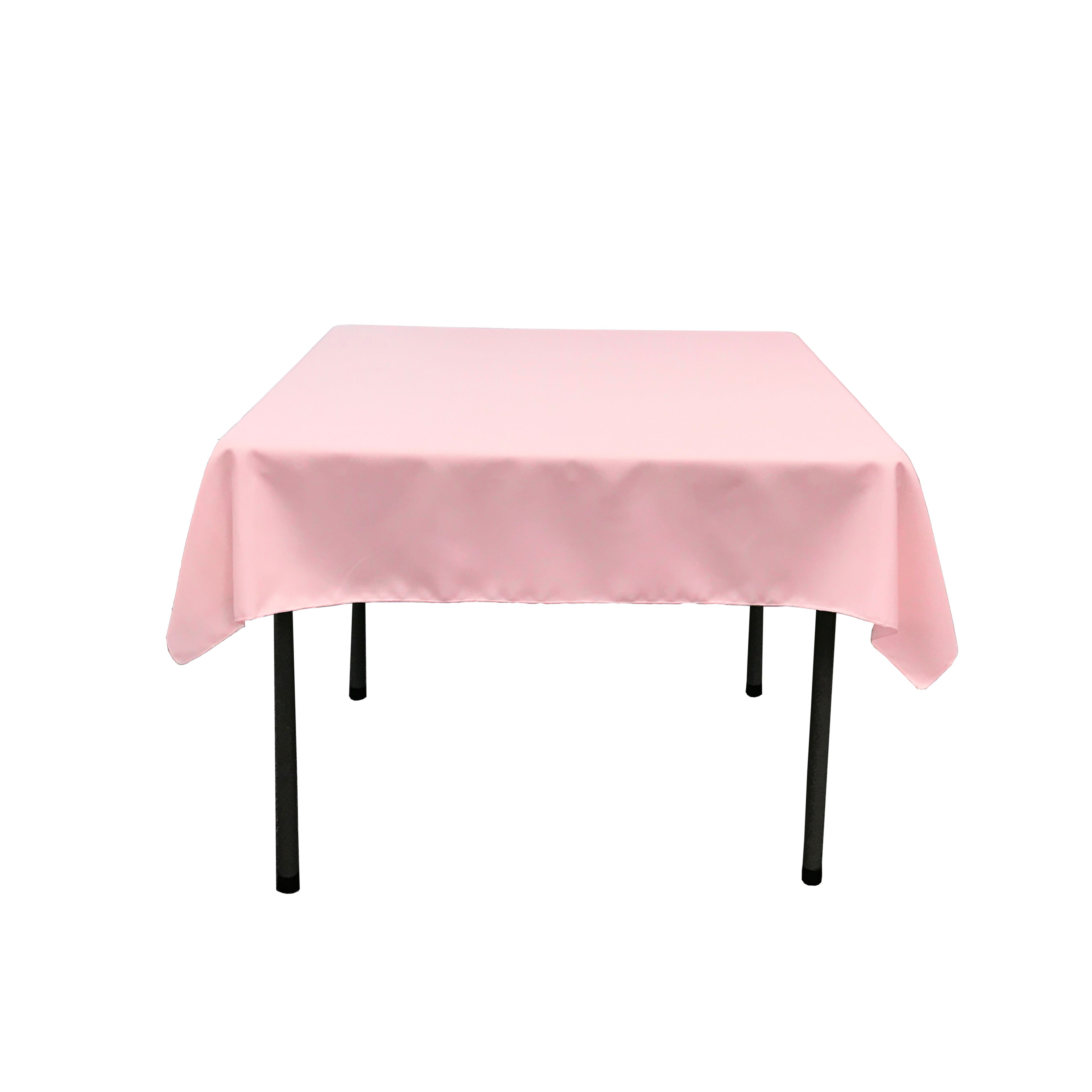 La Linen Polyester Poplin Square Tablecloth, 52 By 52-Inch, Light Pink