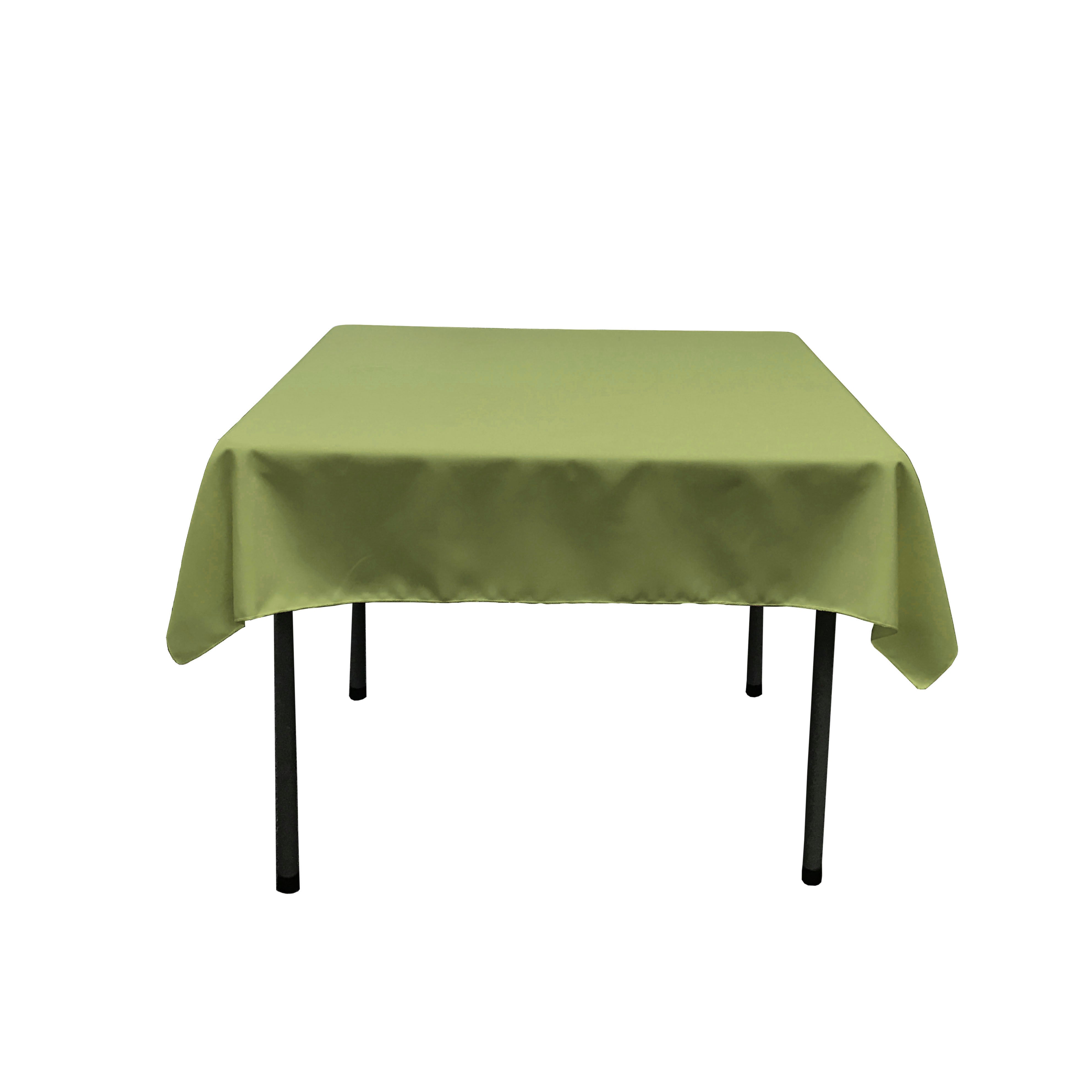 La Linen Polyester Poplin Square Tablecloth, 52 By 52-Inch, Dark Sage