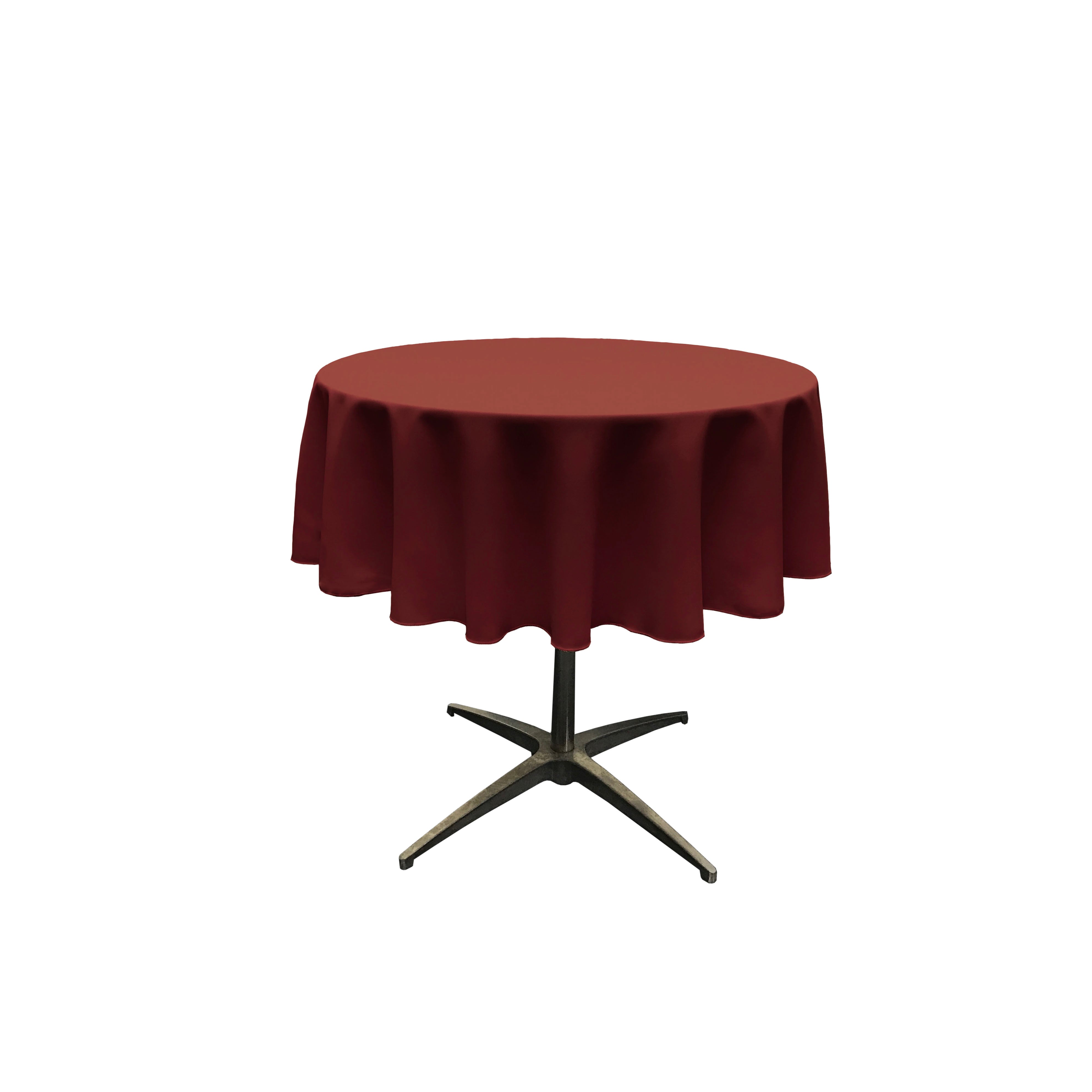 La Linen Polyester Poplin Tablecloth 58-Inches Round, Burgundy