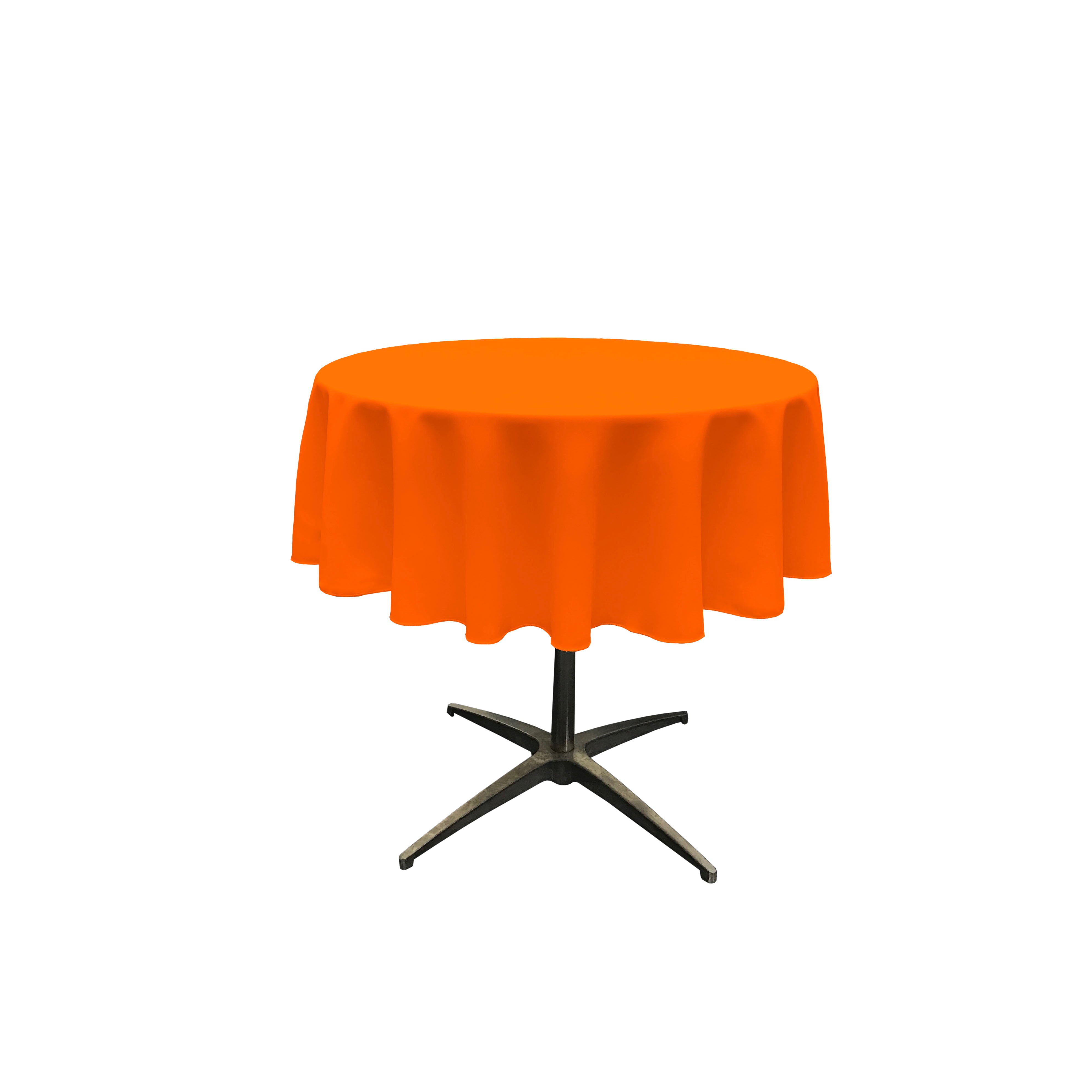 La Linen Polyester Poplin Tablecloth 58-Inches Round, Orange