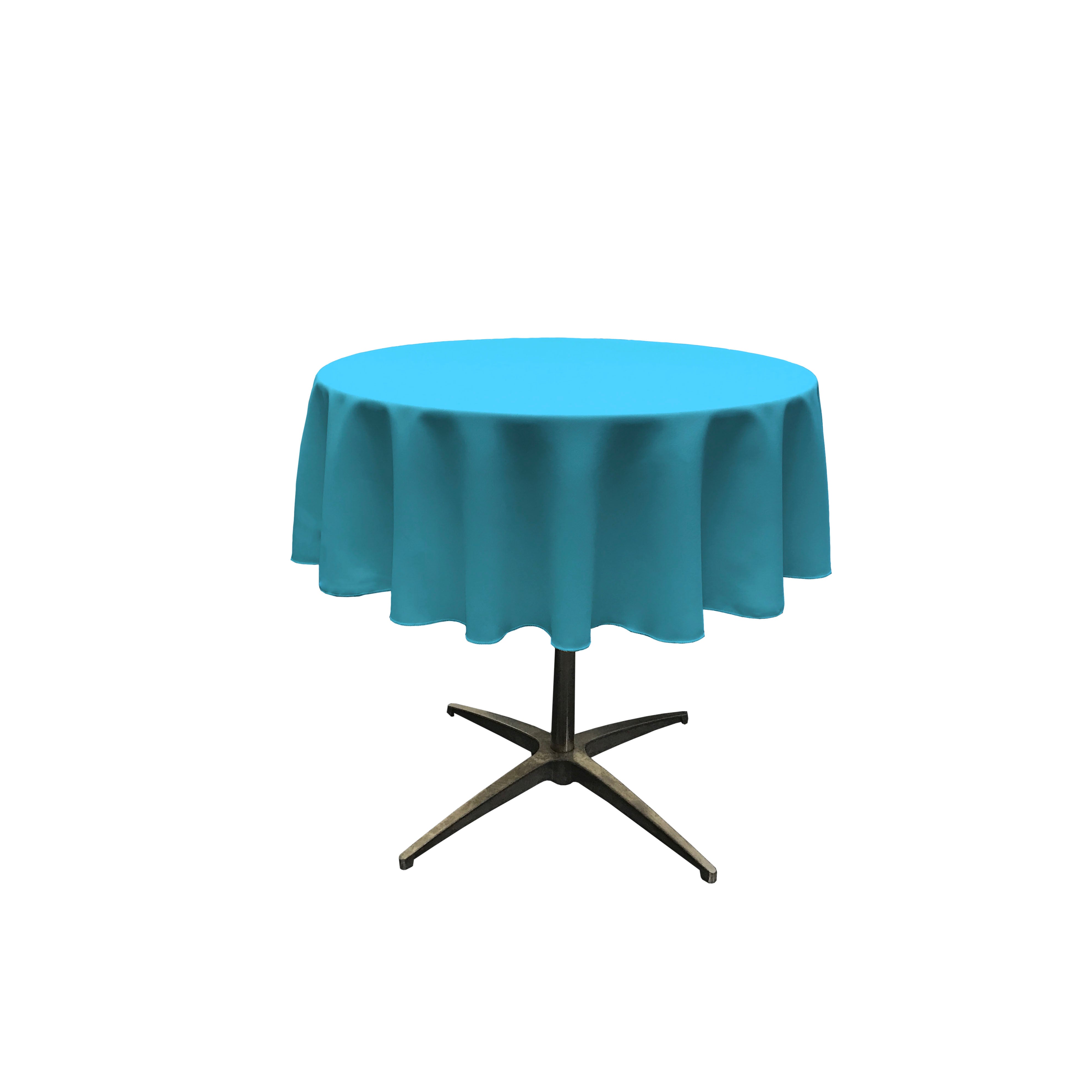 La Linen Polyester Poplin Tablecloth 58-Inches Round, Dark Turquoise
