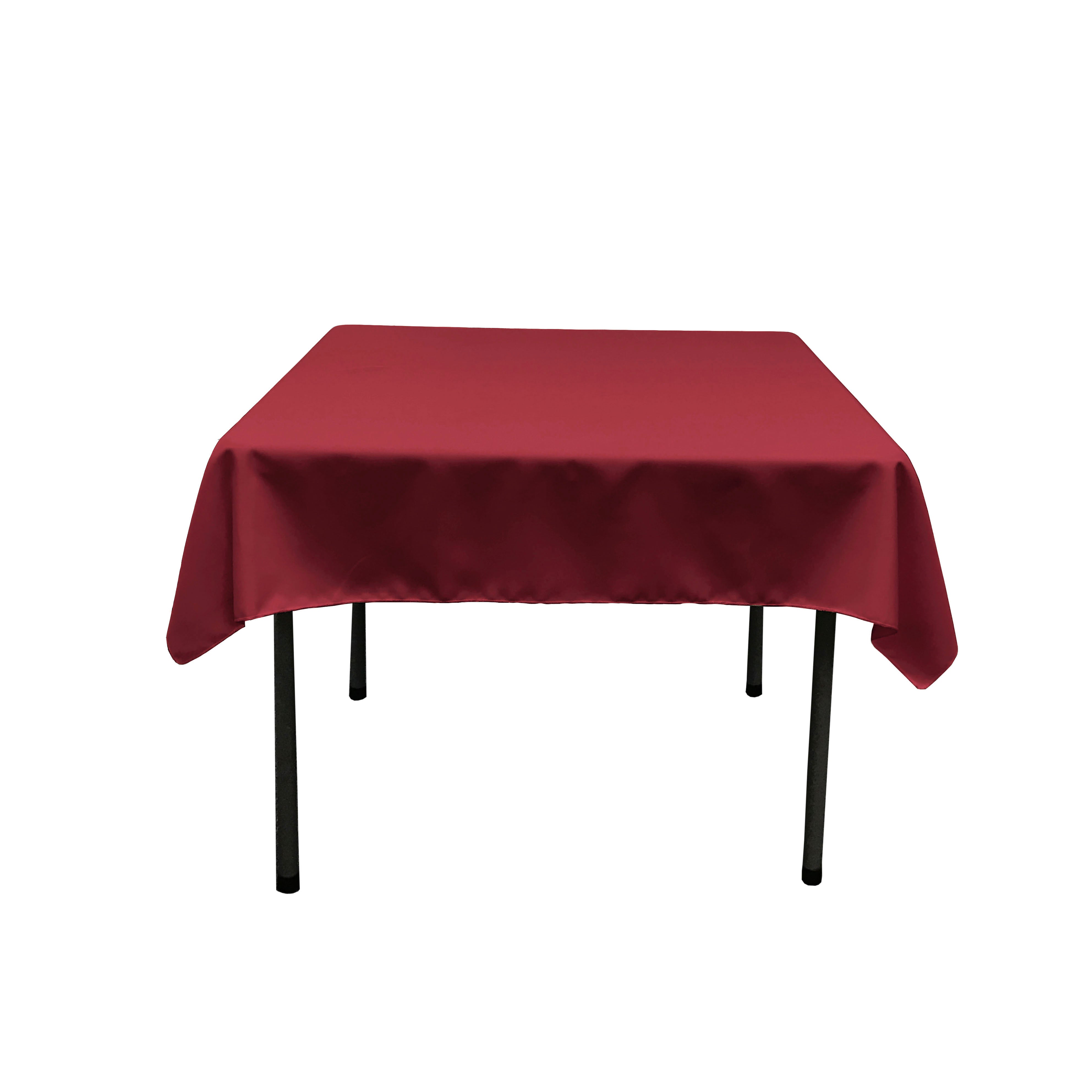 La Linen Polyester Poplin Square Tablecloth, 58 By 58-Inch, Cranberry