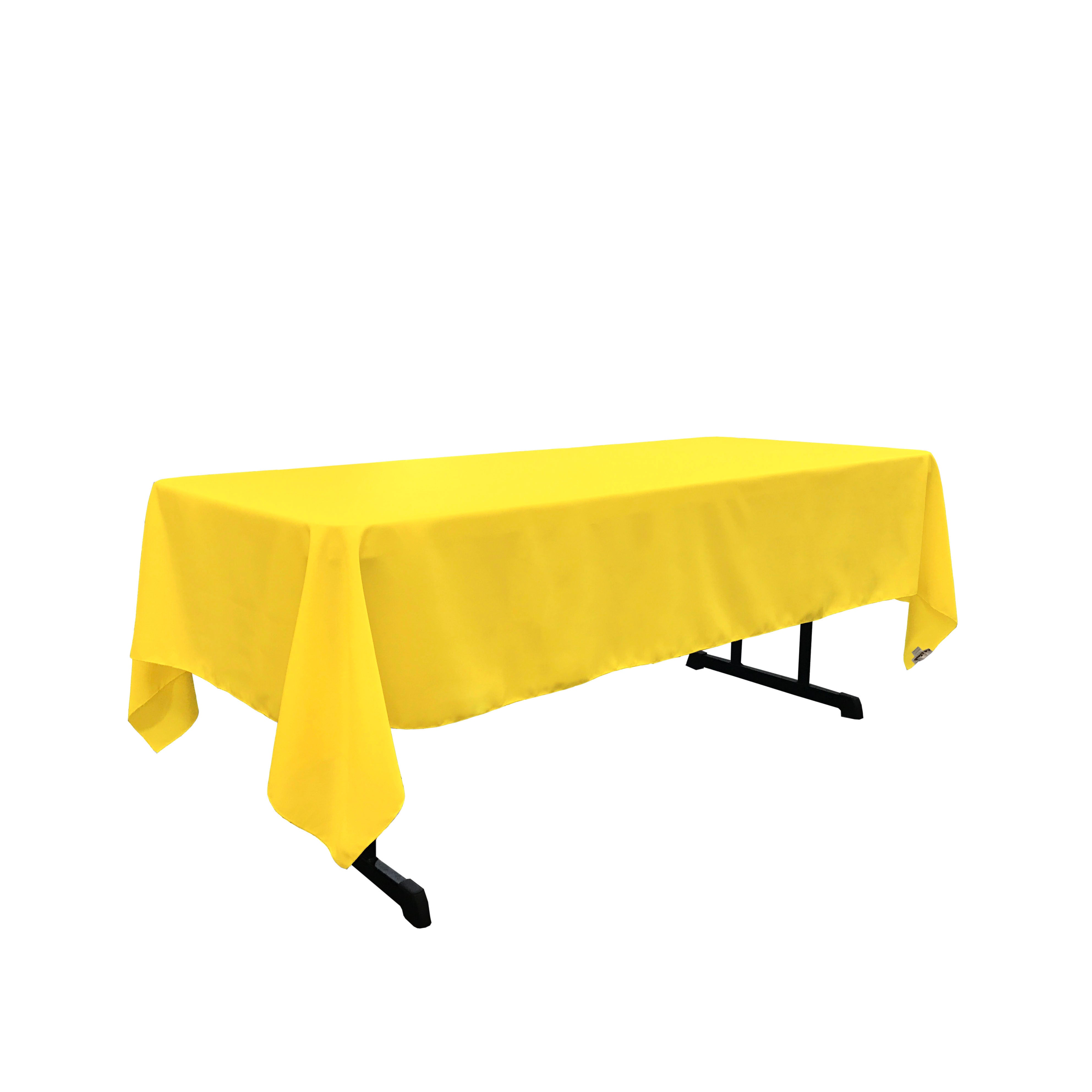 La Linen Polyester Poplin Rectangular Tablecloth, 60 By 102-Inch, Light Yellow