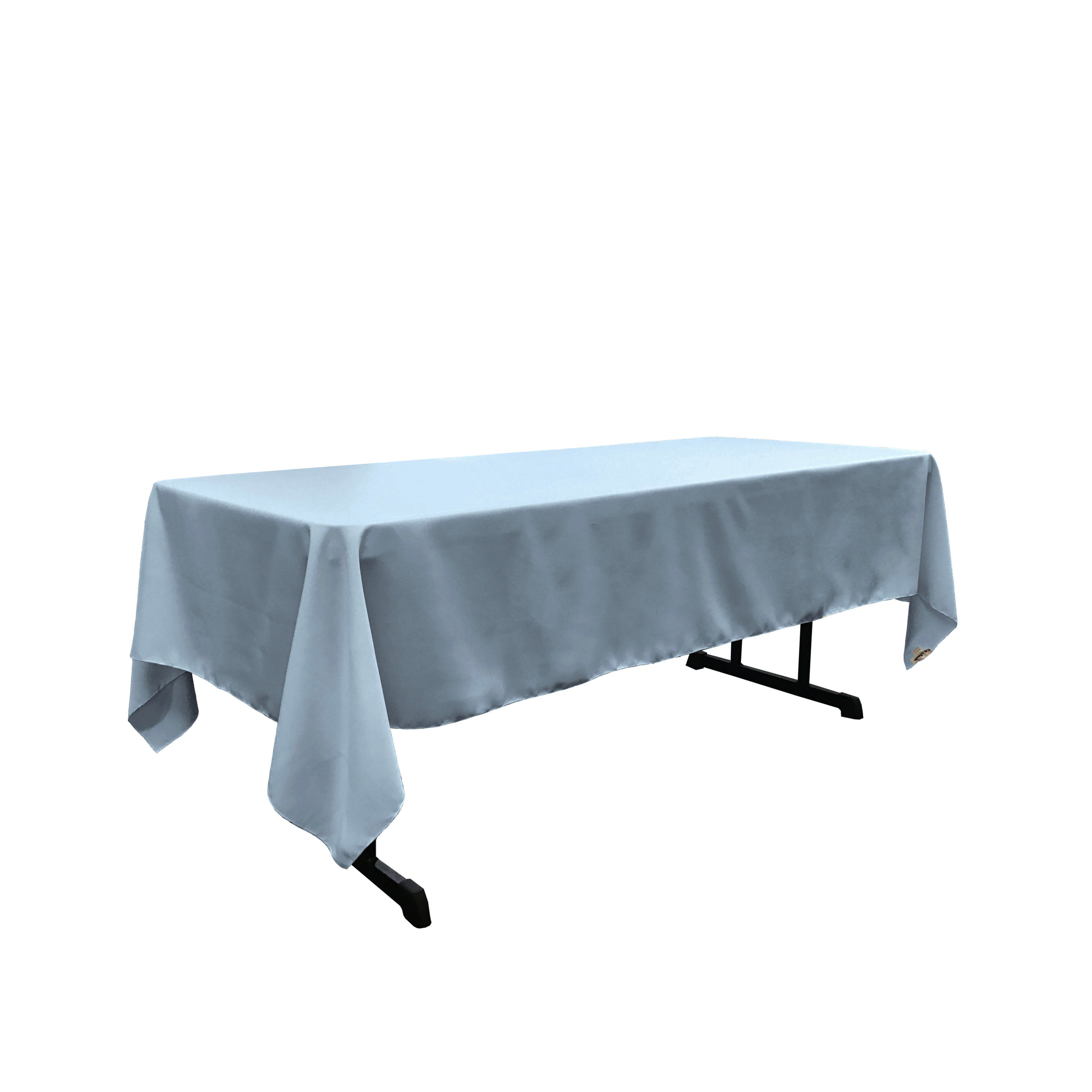 La Linen Polyester Poplin 60 By 108-Inch Rectangular Tablecloth, Blue Light