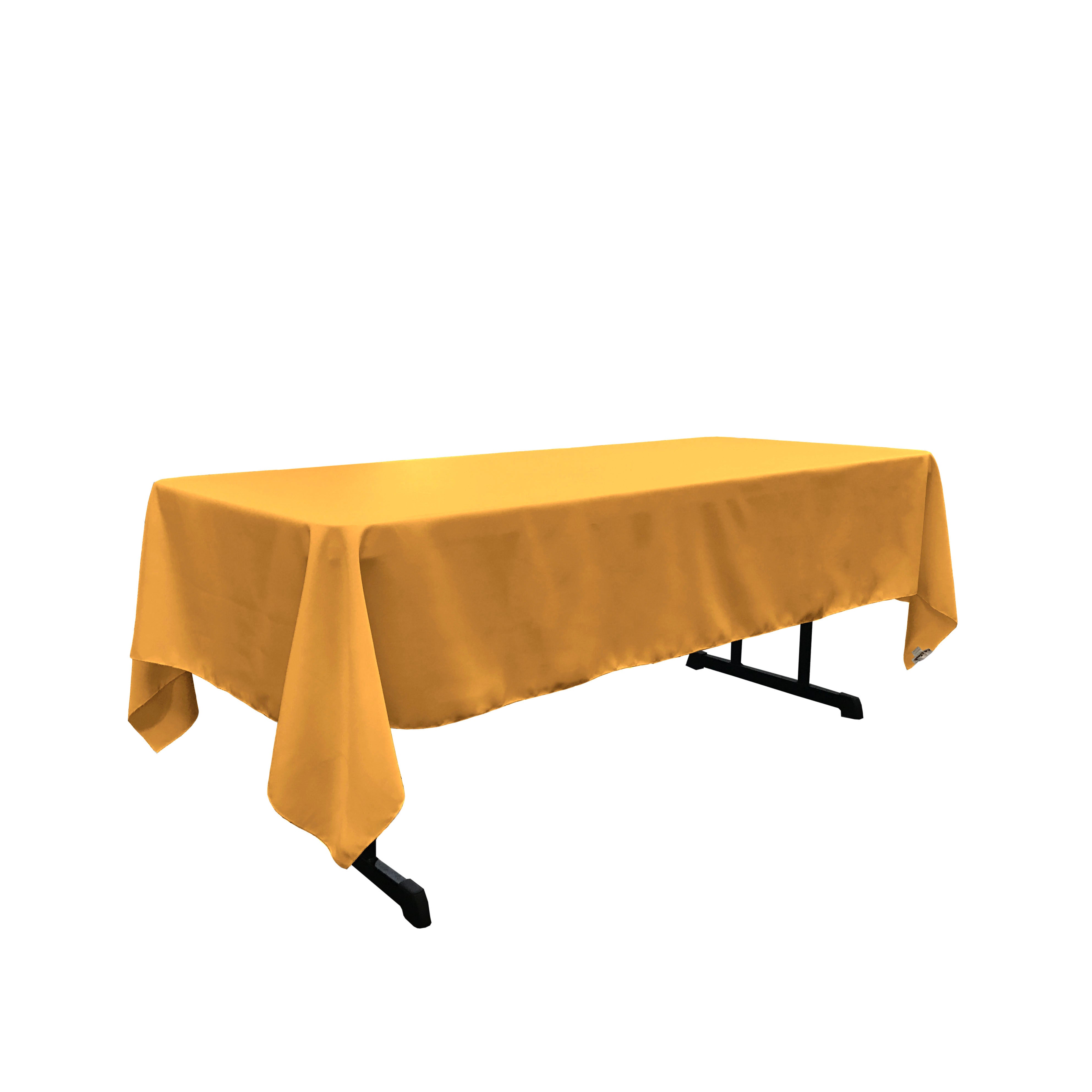 La Linen Polyester Poplin 60 By 108-Inch Rectangular Tablecloth, Gold
