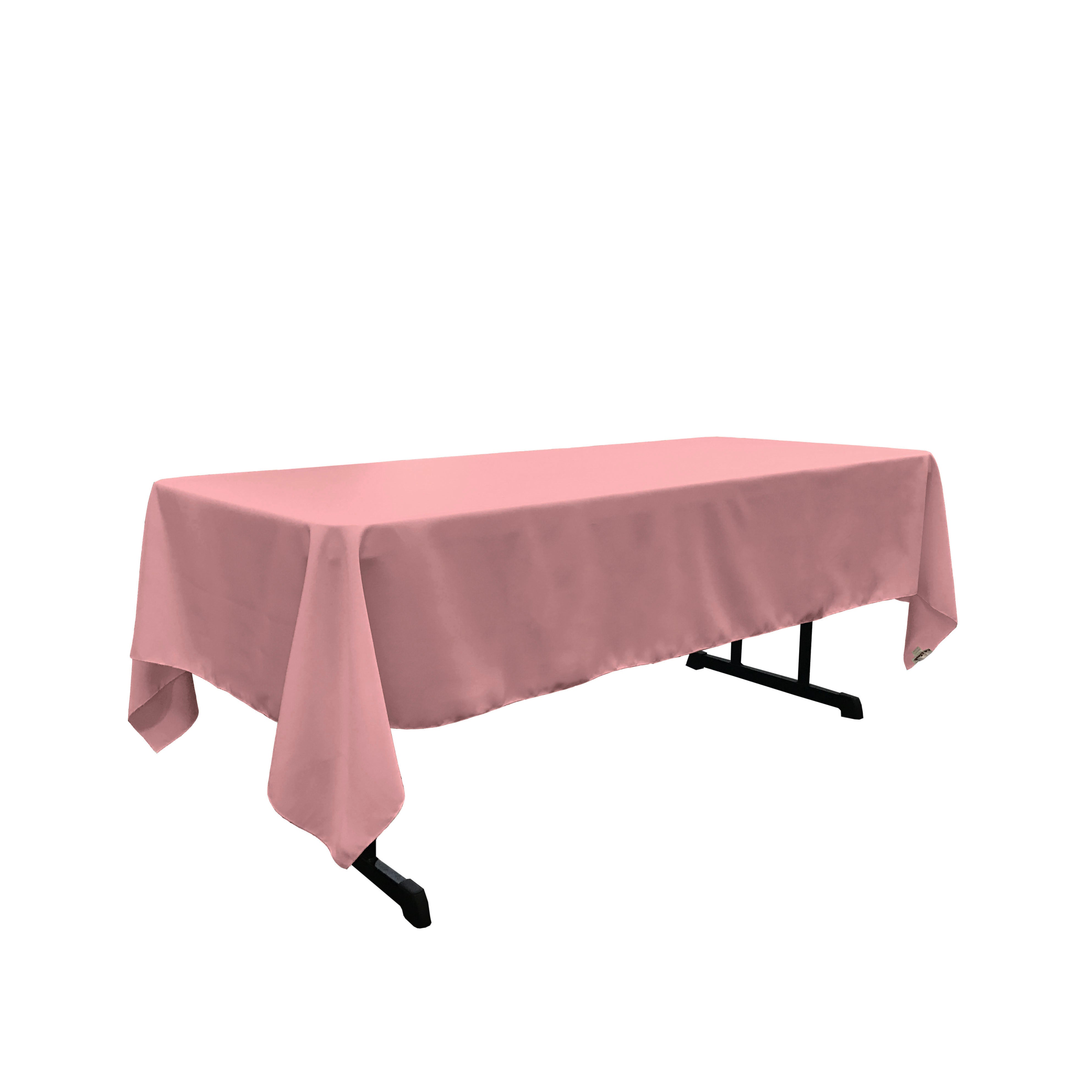 La Linen Polyester Poplin 60 By 108-Inch Rectangular Tablecloth, Dusty Rose