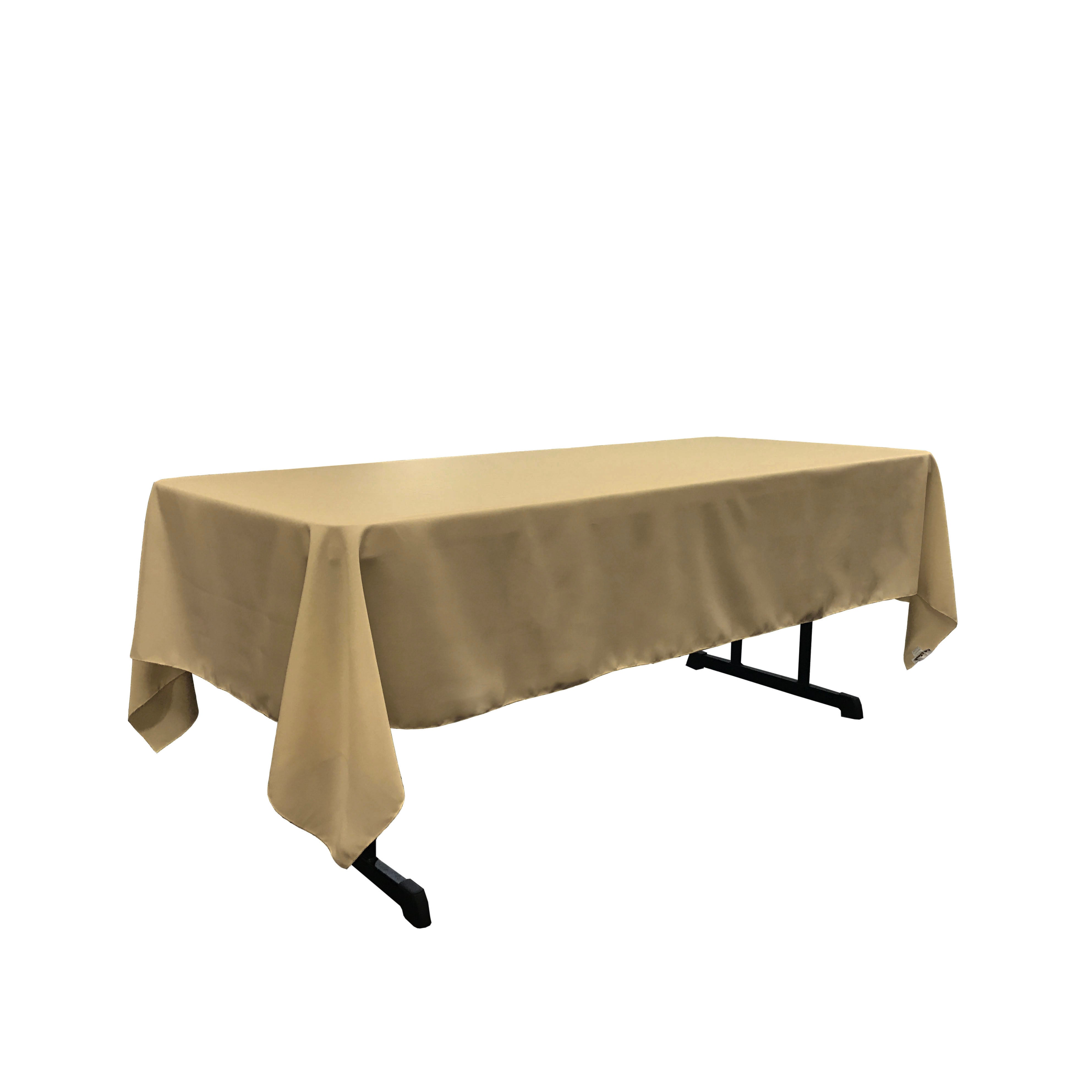 La Linen Polyester Poplin 60 By 108-Inch Rectangular Tablecloth, Taupe