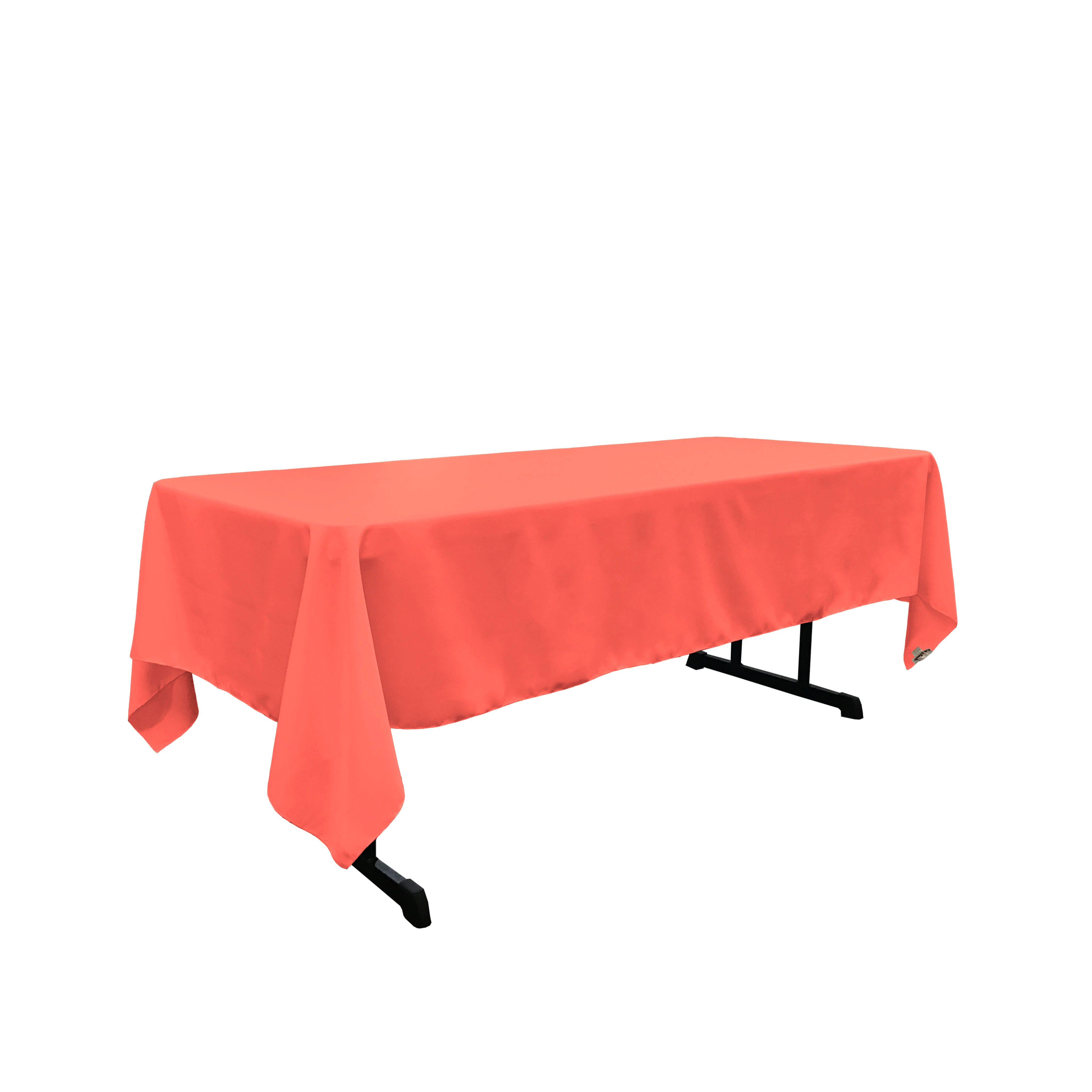 La Linen Polyester Poplin Rectangular Tablecloth, 60 By 120-Inch, Coral