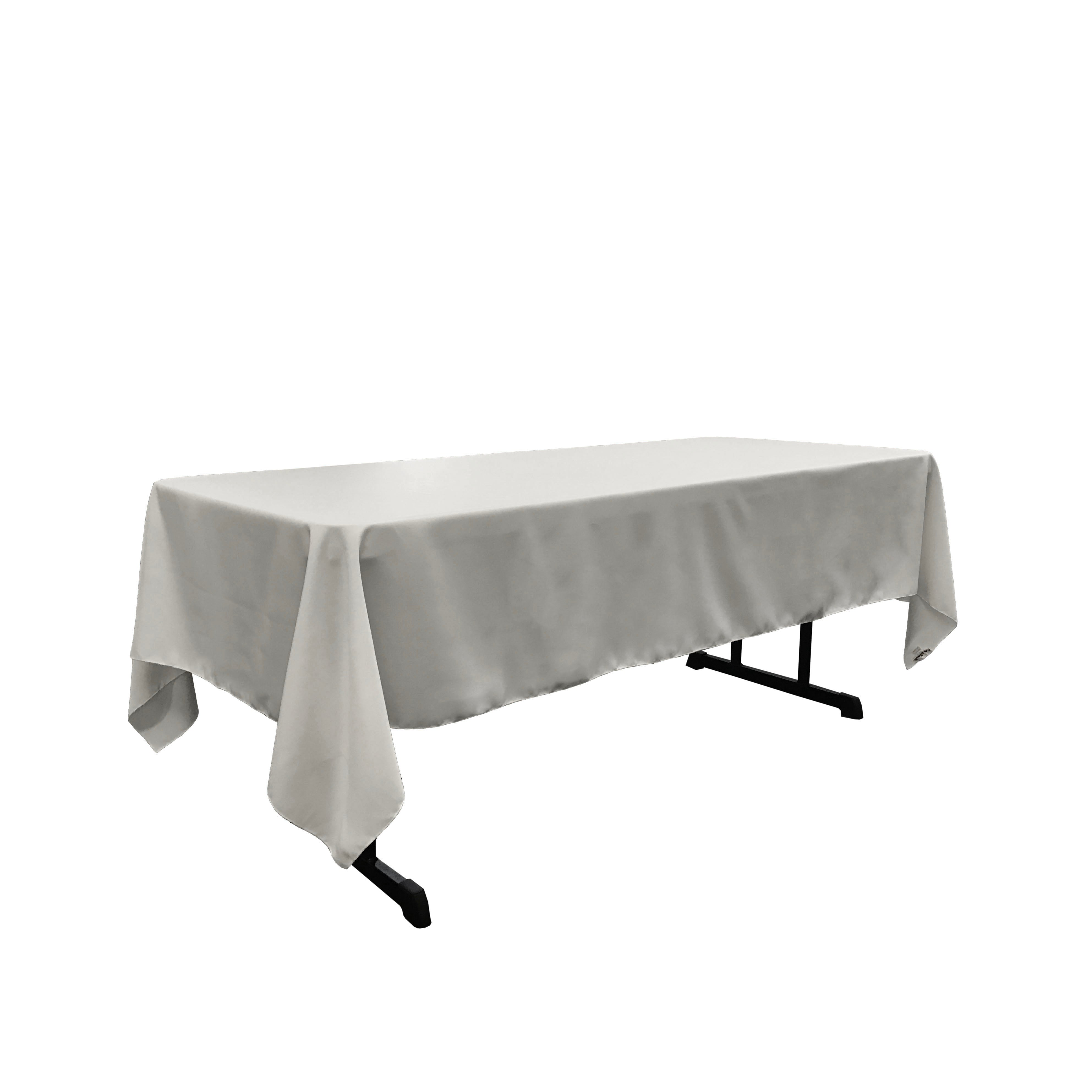 La Linen Polyester Poplin Rectangular Tablecloth, 60 By 120-Inch, Light Gray