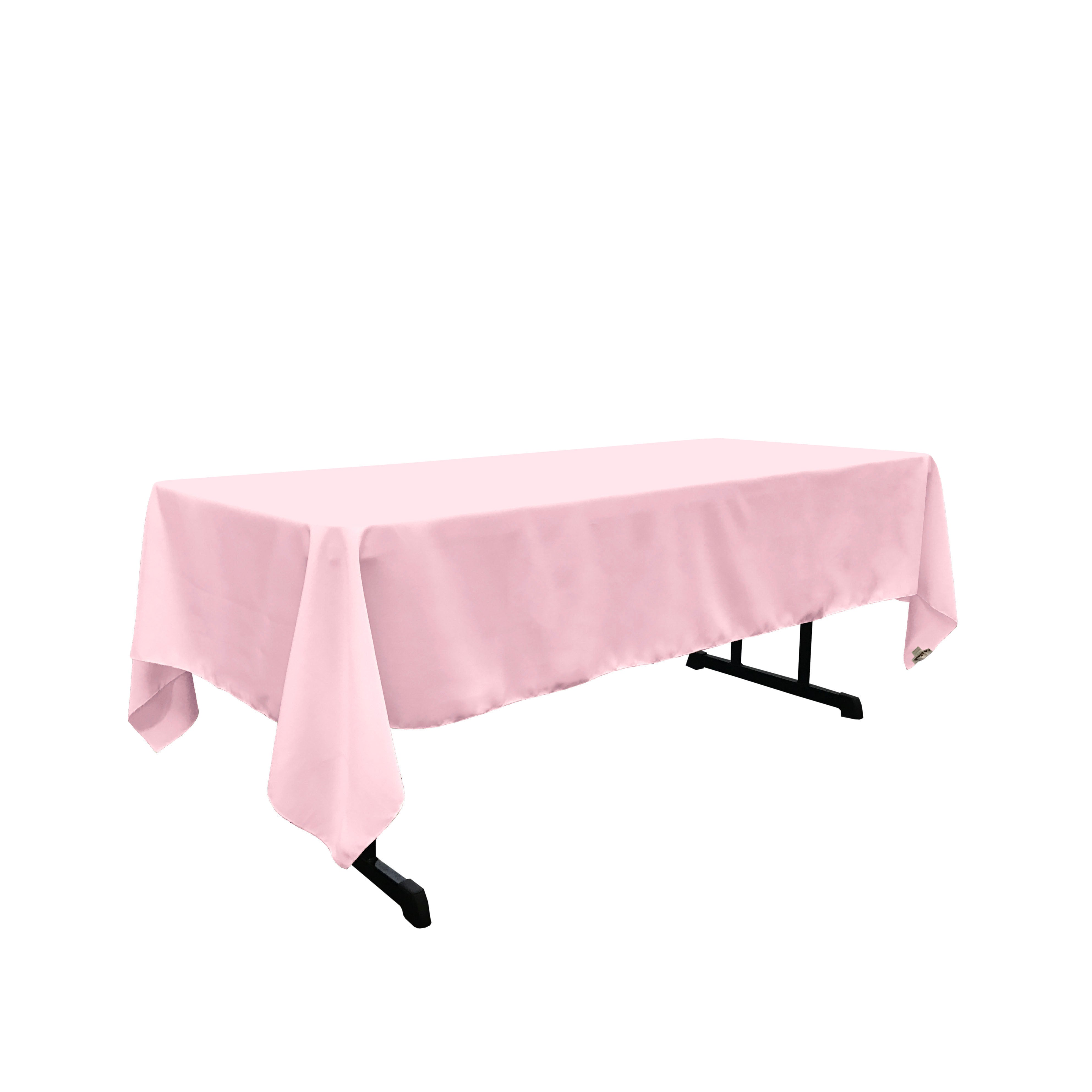 La Linen Polyester Poplin Rectangular Tablecloth, 60 By 120-Inch, Light Pink