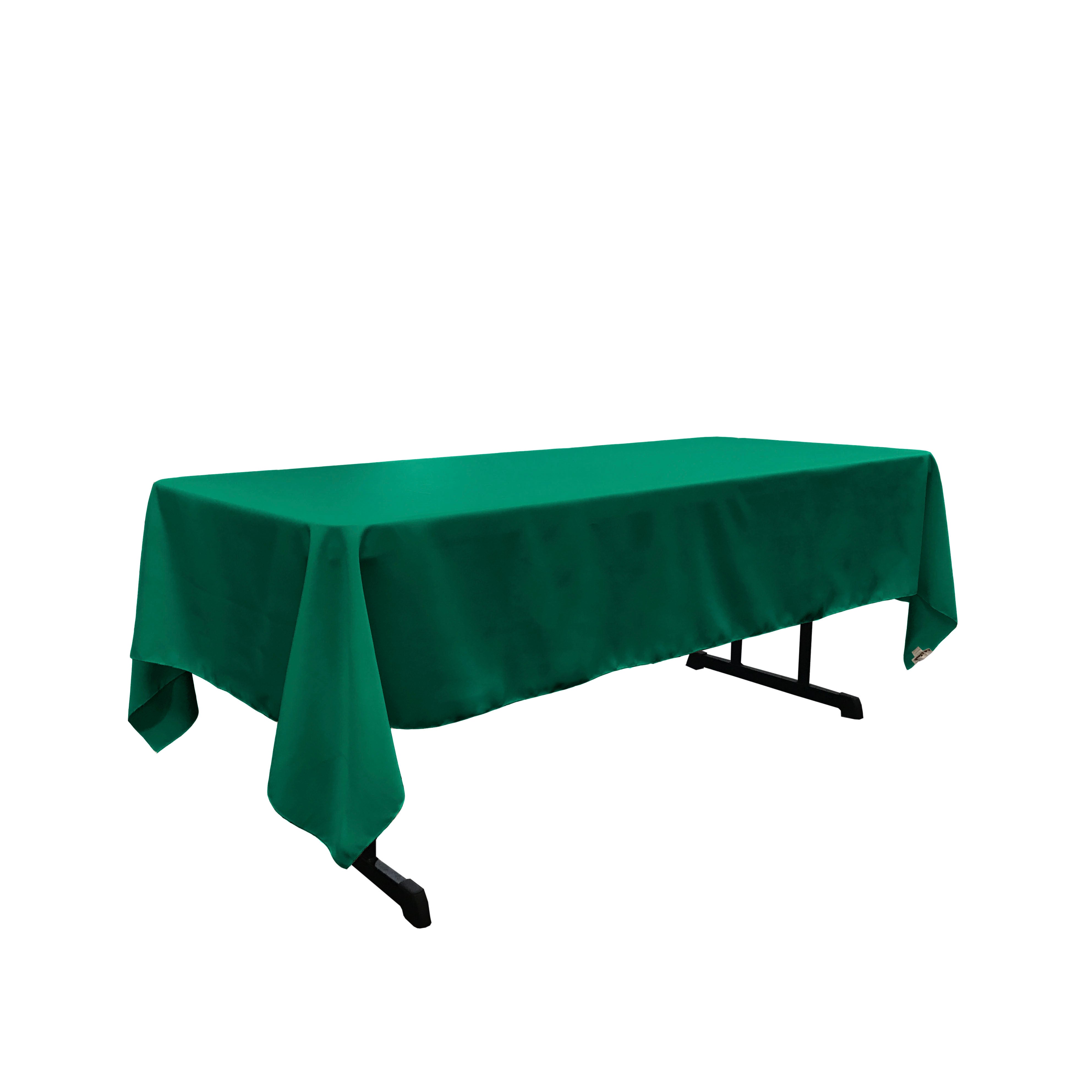 La Linen Polyester Poplin Rectangular Tablecloth, 60 By 120-Inch, Teal