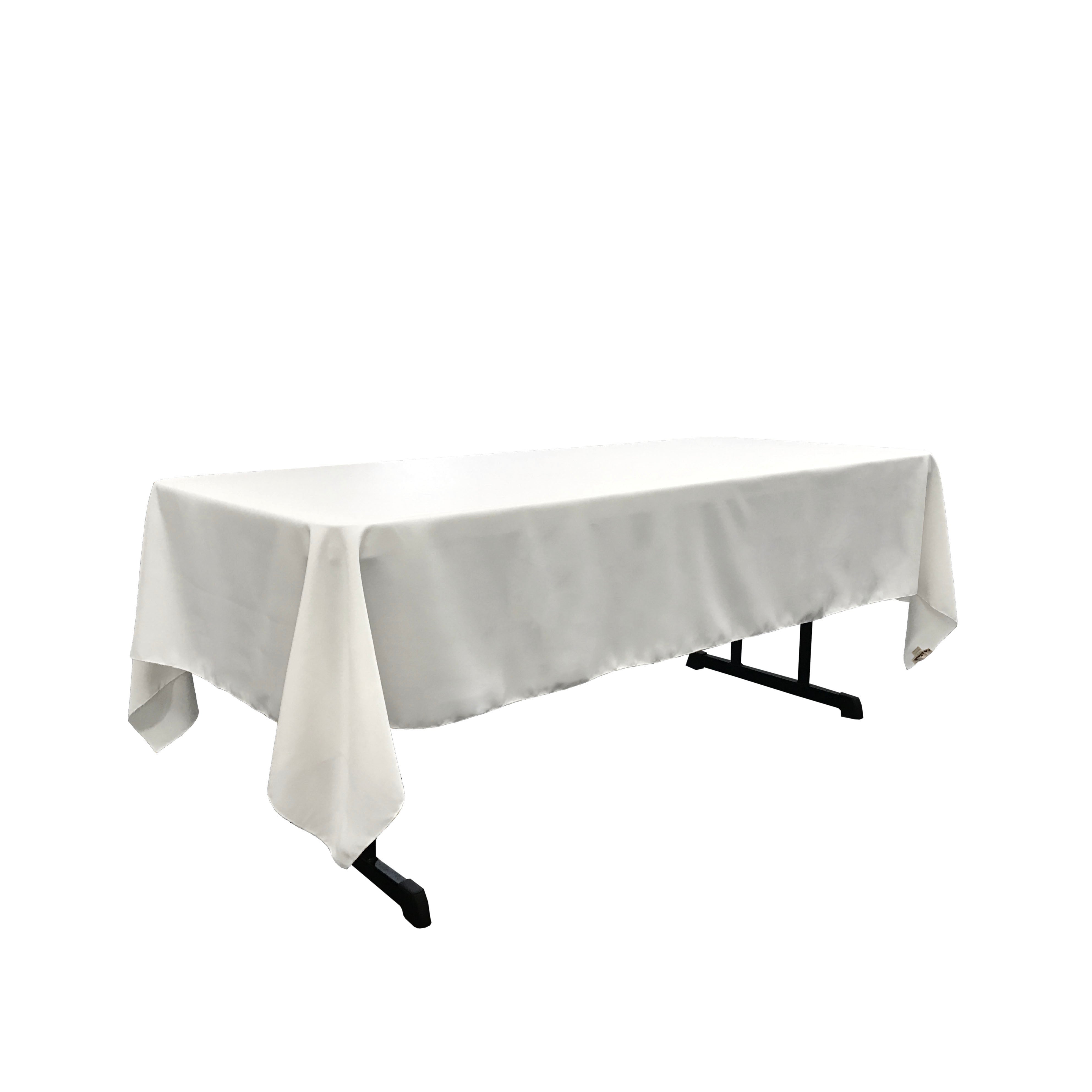 La Linen Polyester Poplin Rectangular Tablecloth, 60 By 120-Inch, White