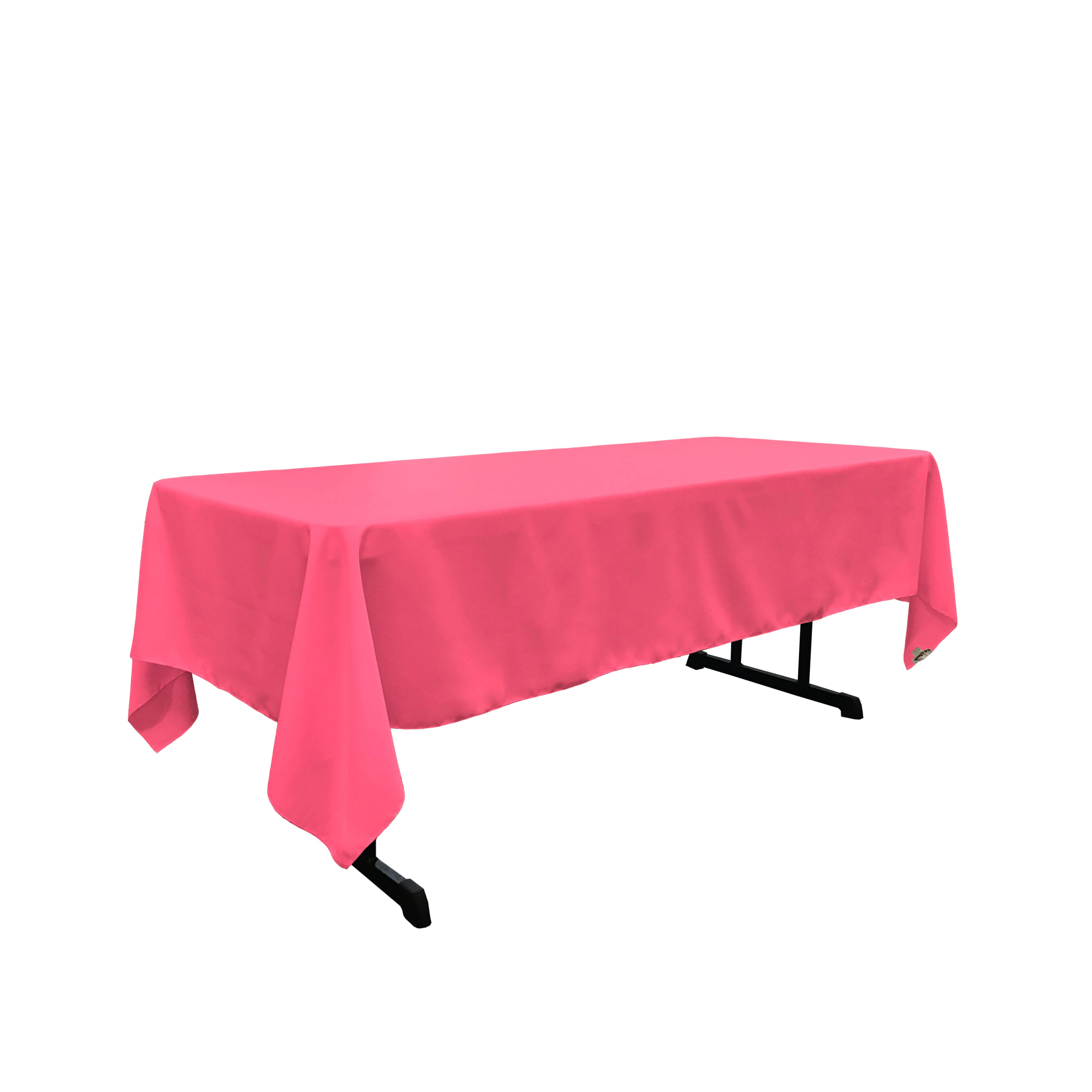 La Linen Polyester Poplin Rectangular Tablecloth, 60 By 126-Inch, Hot Pink