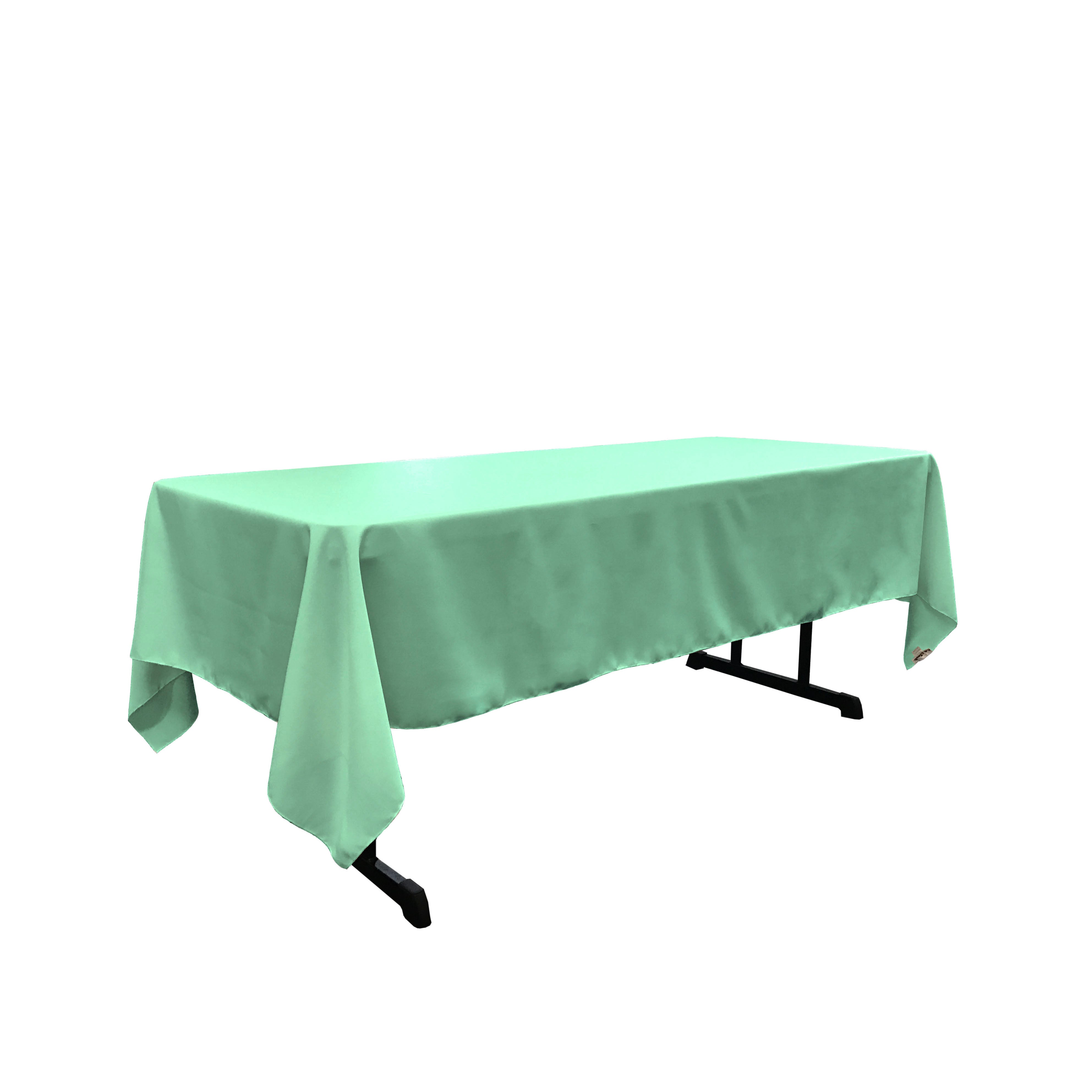 La Linen Polyester Poplin Rectangular Tablecloth, 60 By 126-Inch, Mint
