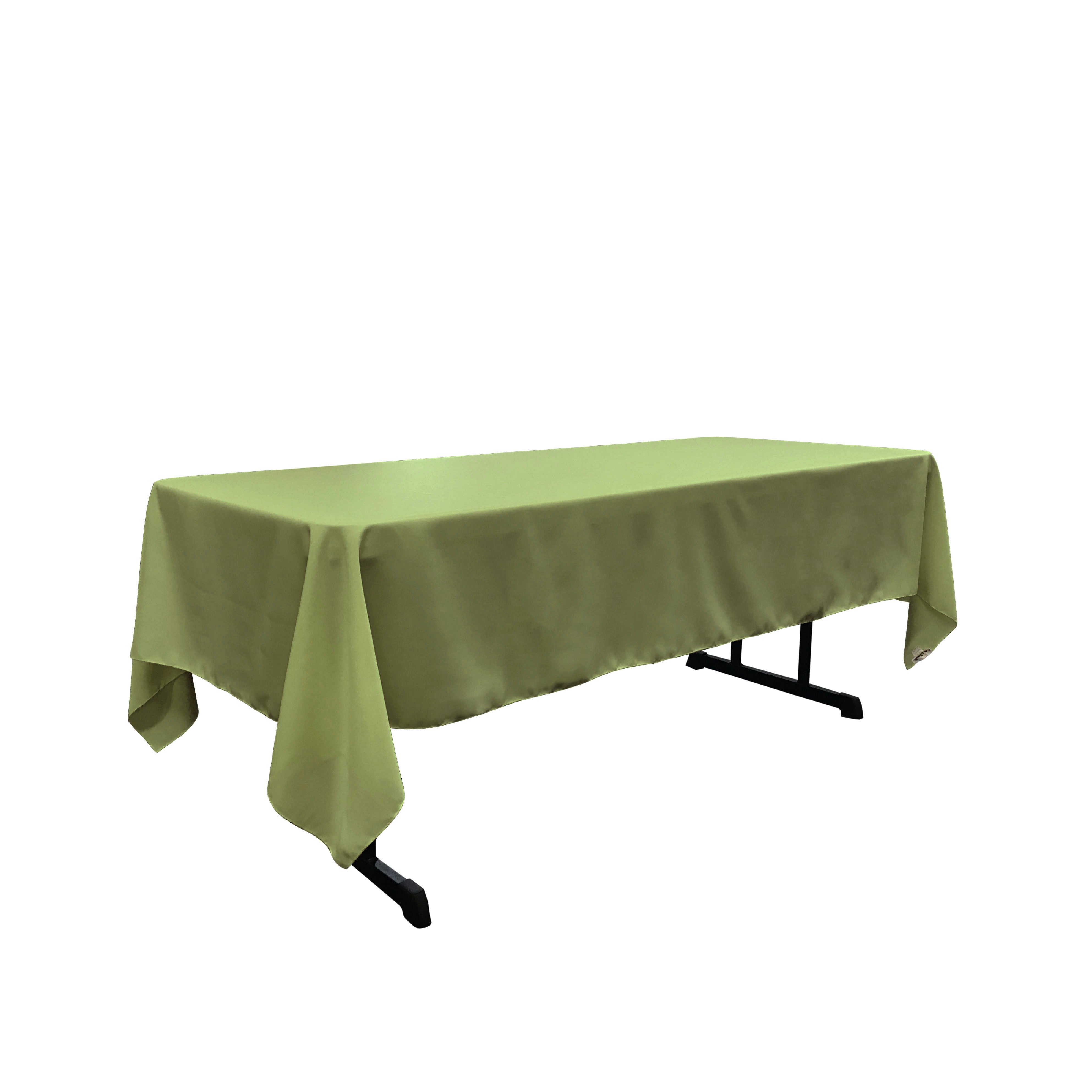 La Linen Polyester Poplin Rectangular Tablecloth, 60 By 126-Inch, Dark Sage