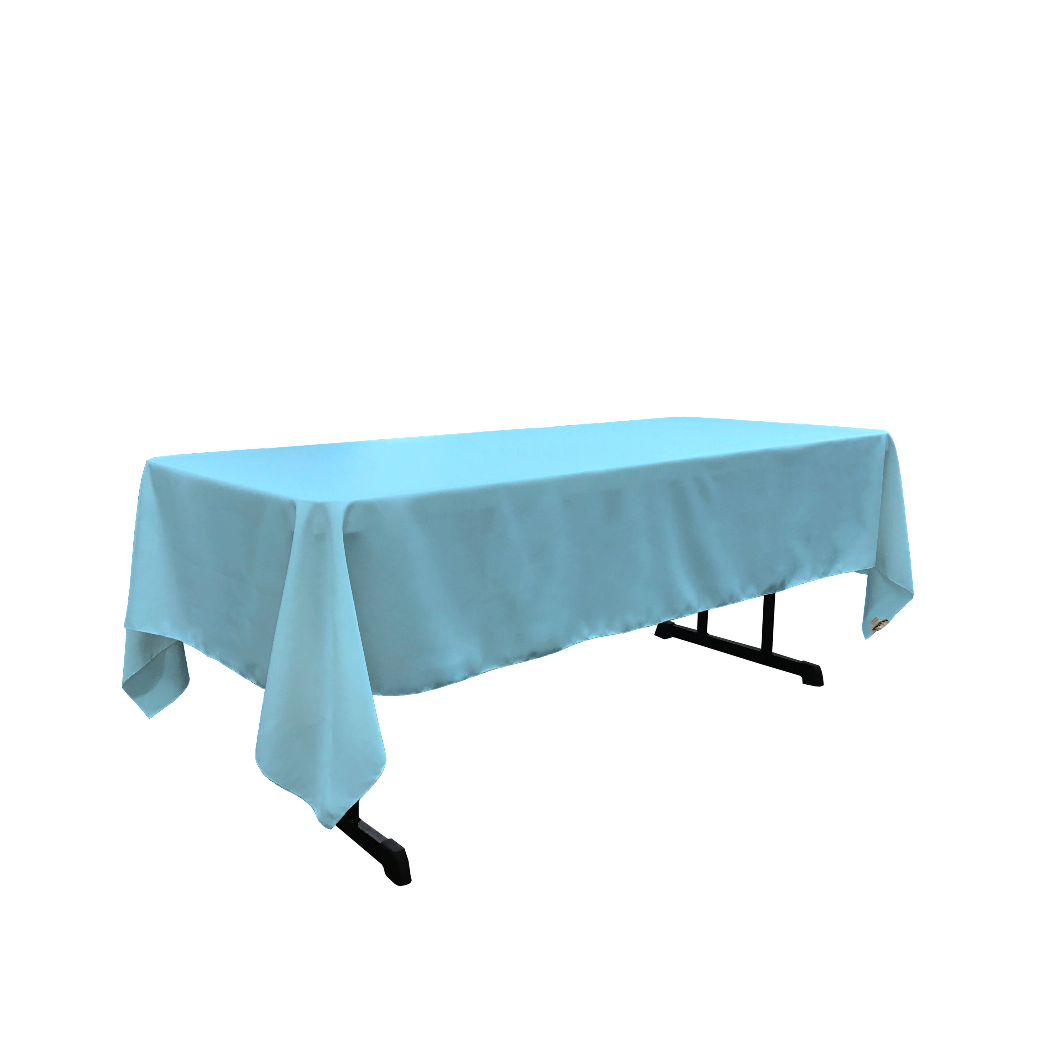 La Linen Polyester Poplin Rectangular Tablecloth, 60 By 126-Inch, Light Turquoise