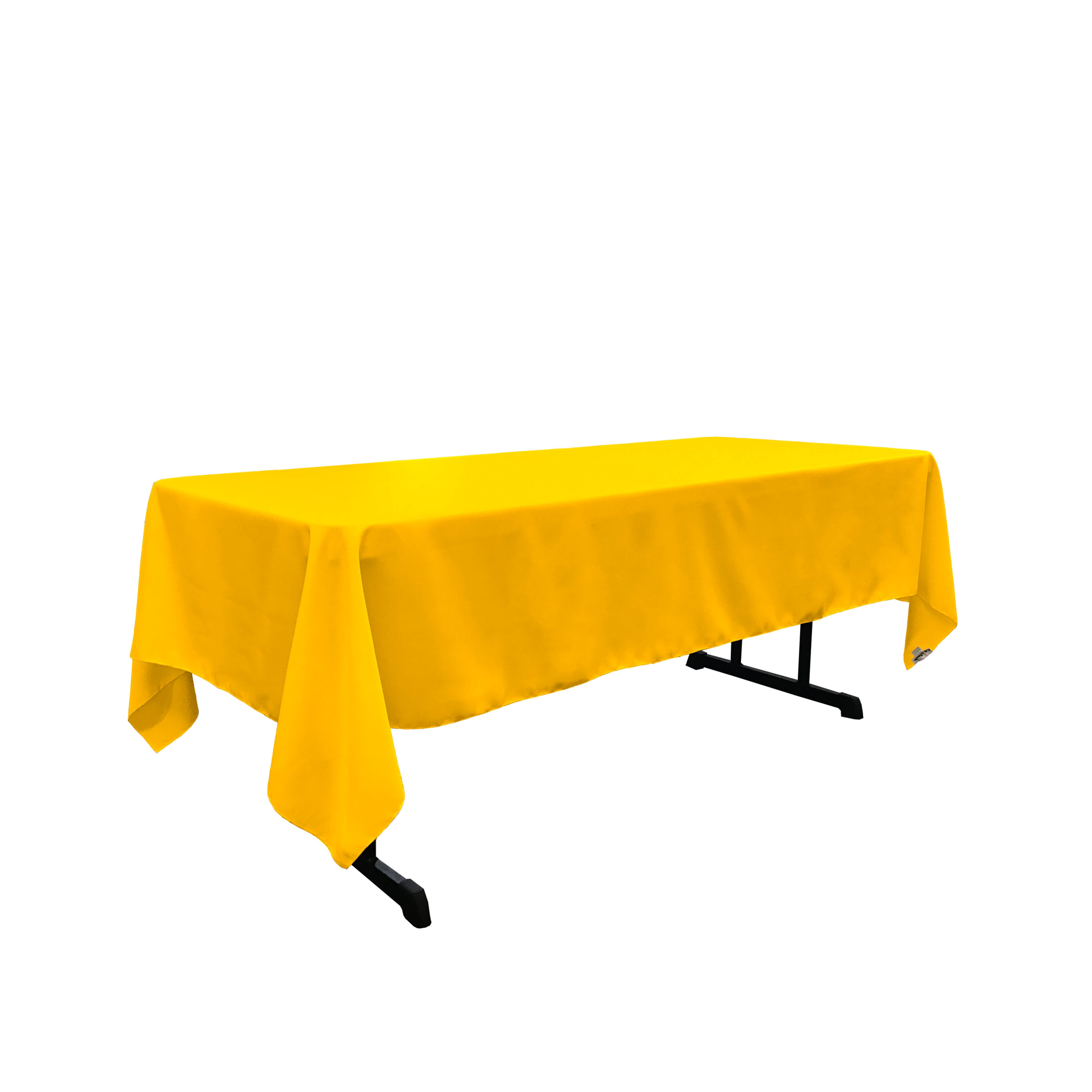 La Linen Polyester Poplin Rectangular Tablecloth, 60 By 126-Inch, Dark Yellow