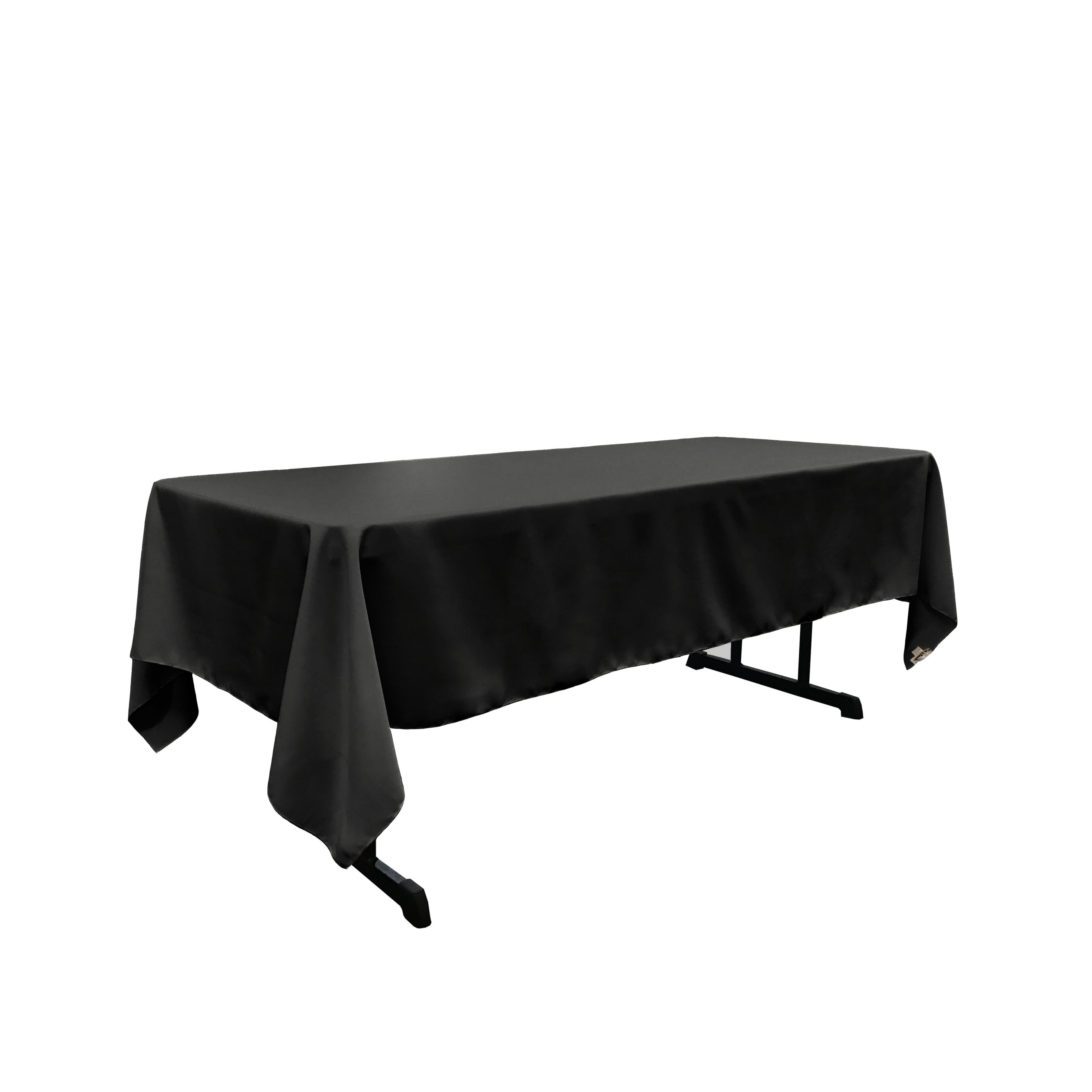 La Linen Polyester Poplin Rectangular Tablecloth 60 By 144-Inch, Black