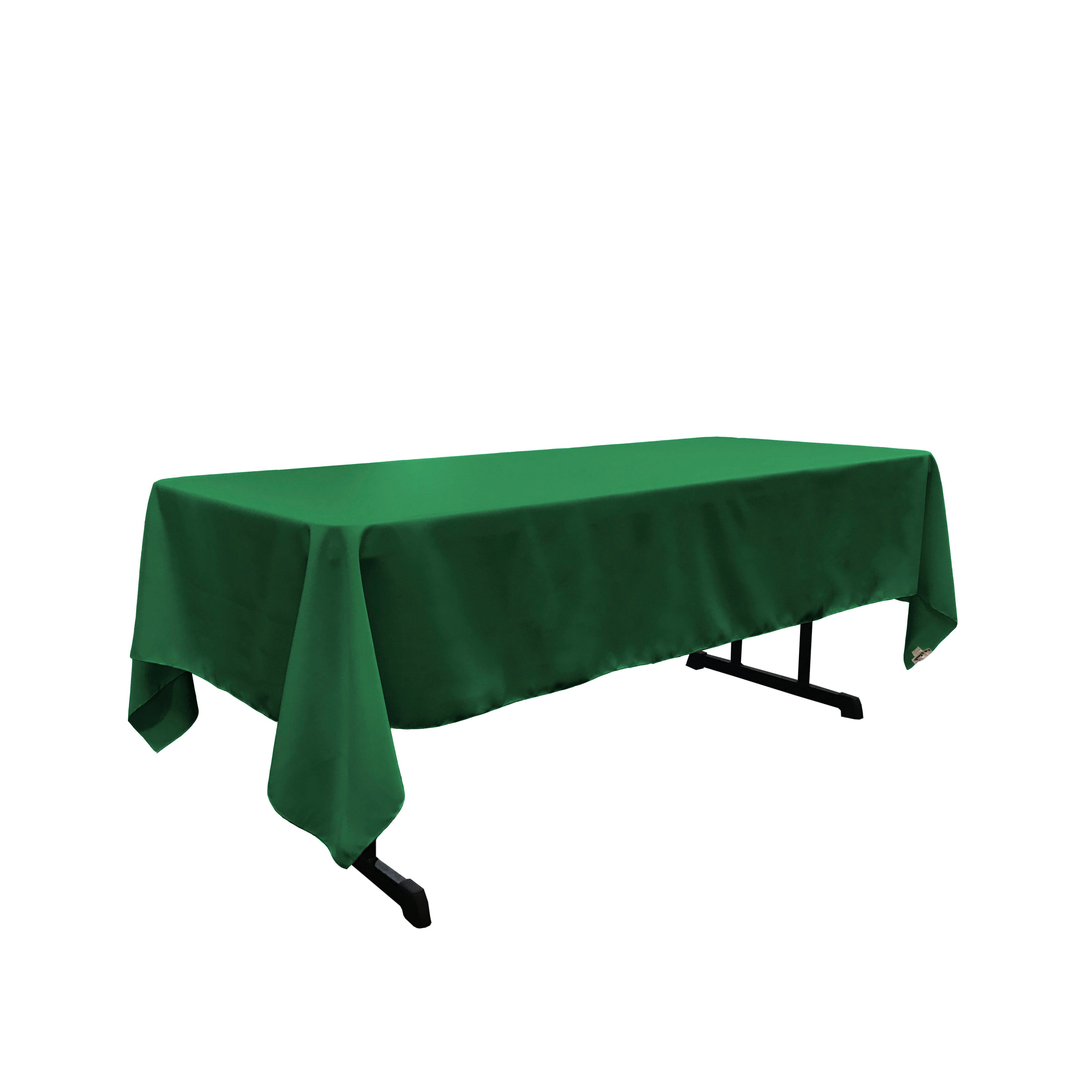 La Linen Polyester Poplin Rectangular Tablecloth 60 By 144-Inch, Emerald Green