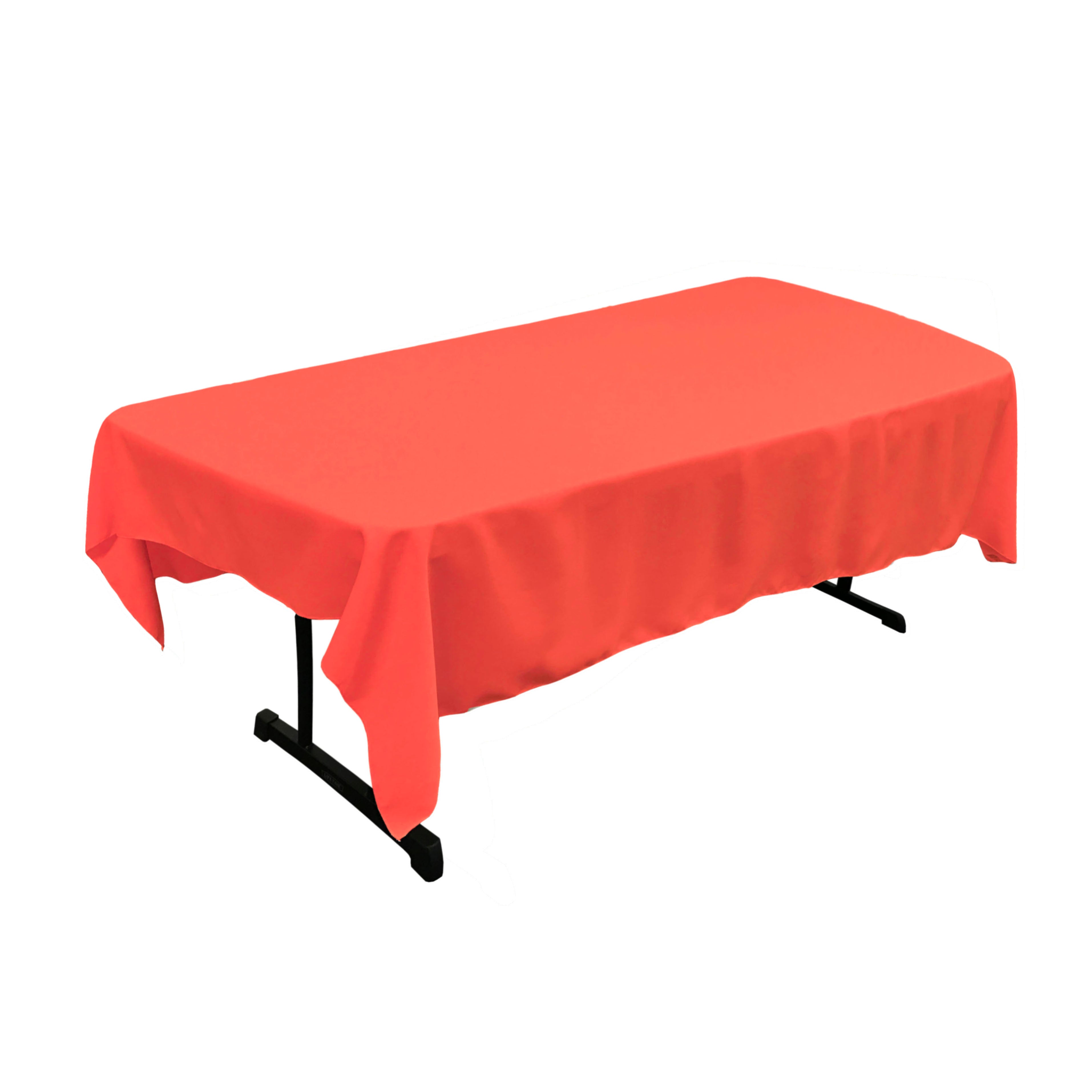La Linen Polyester Poplin 60 By 84-Inch Rectangular Tablecloth, Coral
