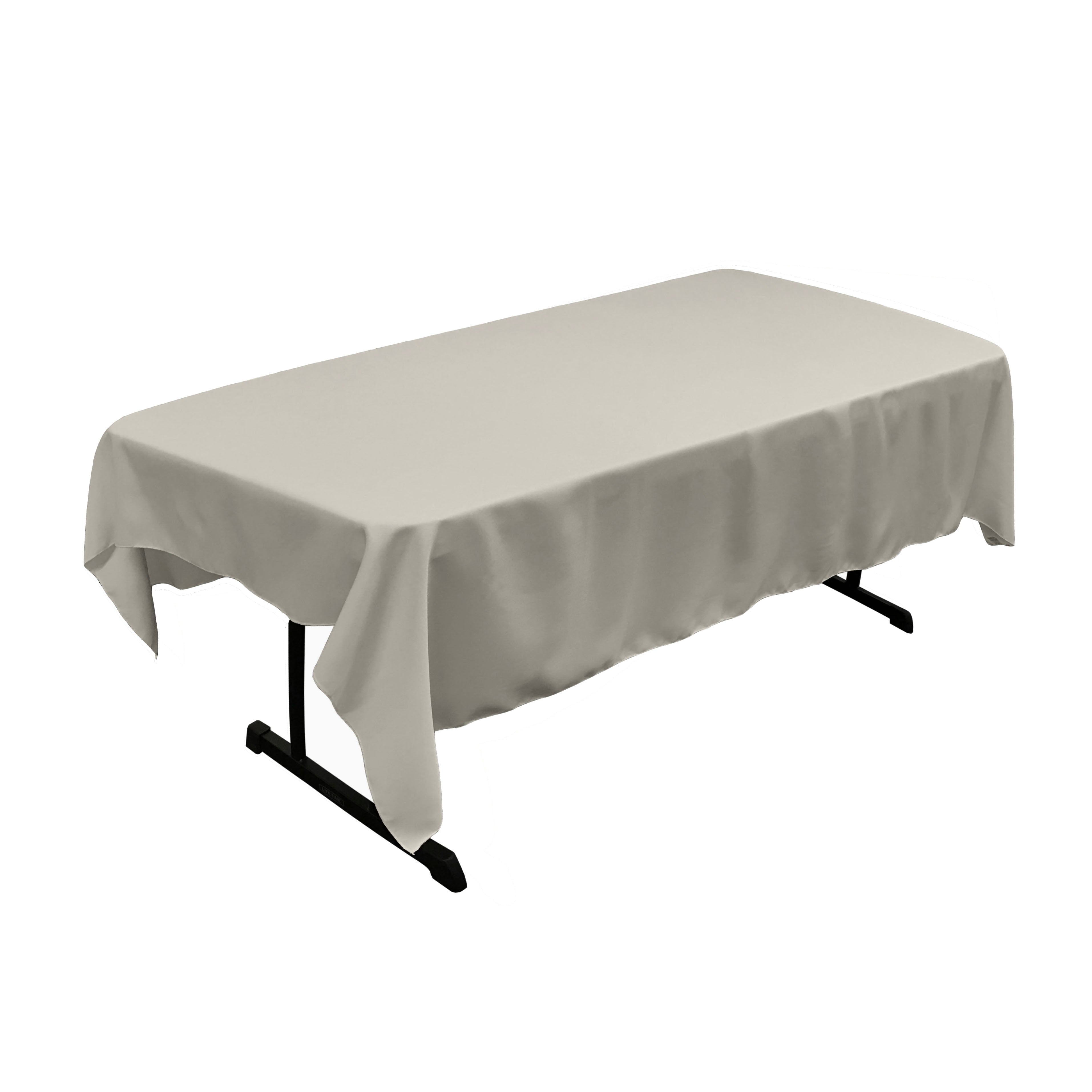 La Linen Polyester Poplin 60 By 84-Inch Rectangular Tablecloth, Grey Light