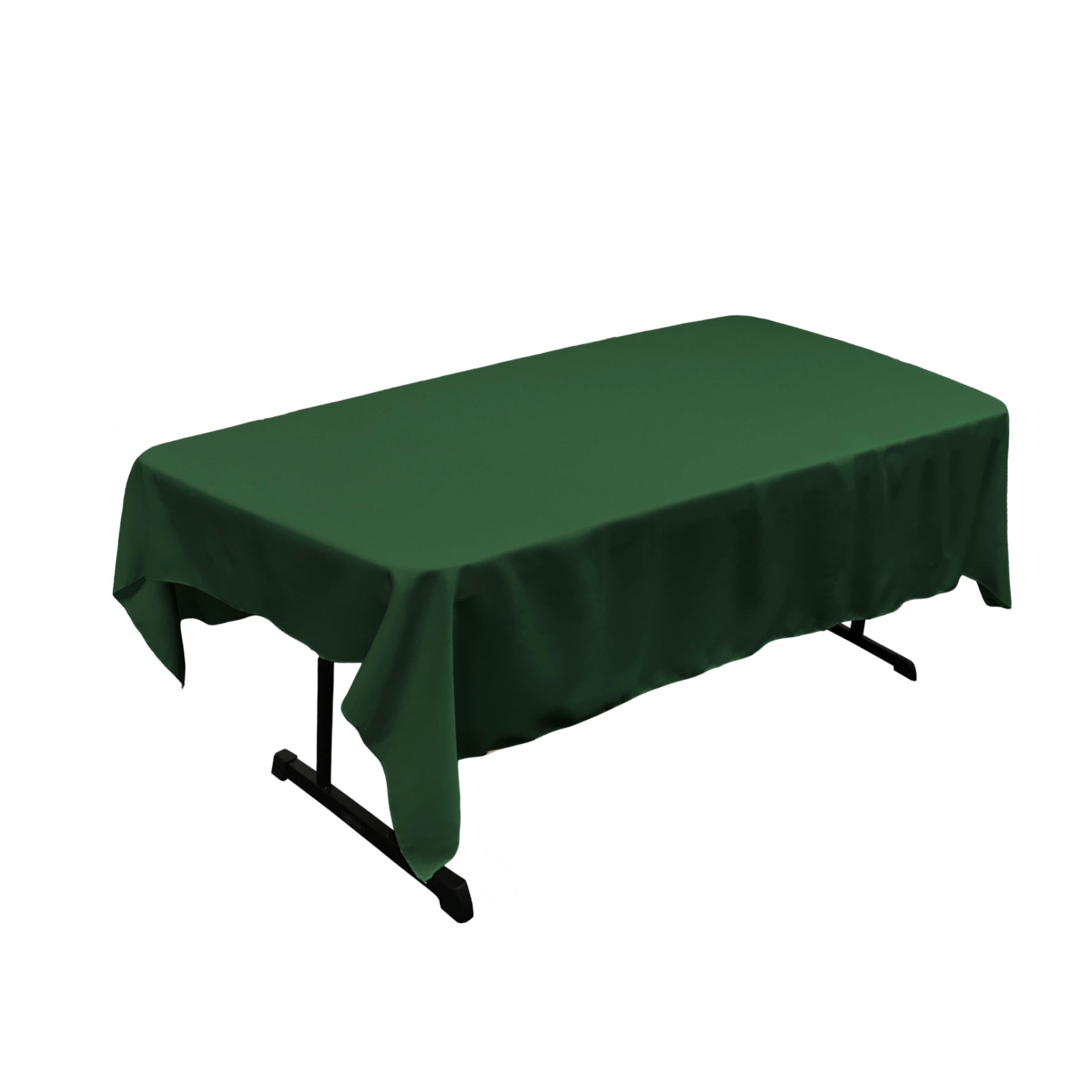 La Linen Polyester Poplin 60 By 84-Inch Rectangular Tablecloth, Green Hunter