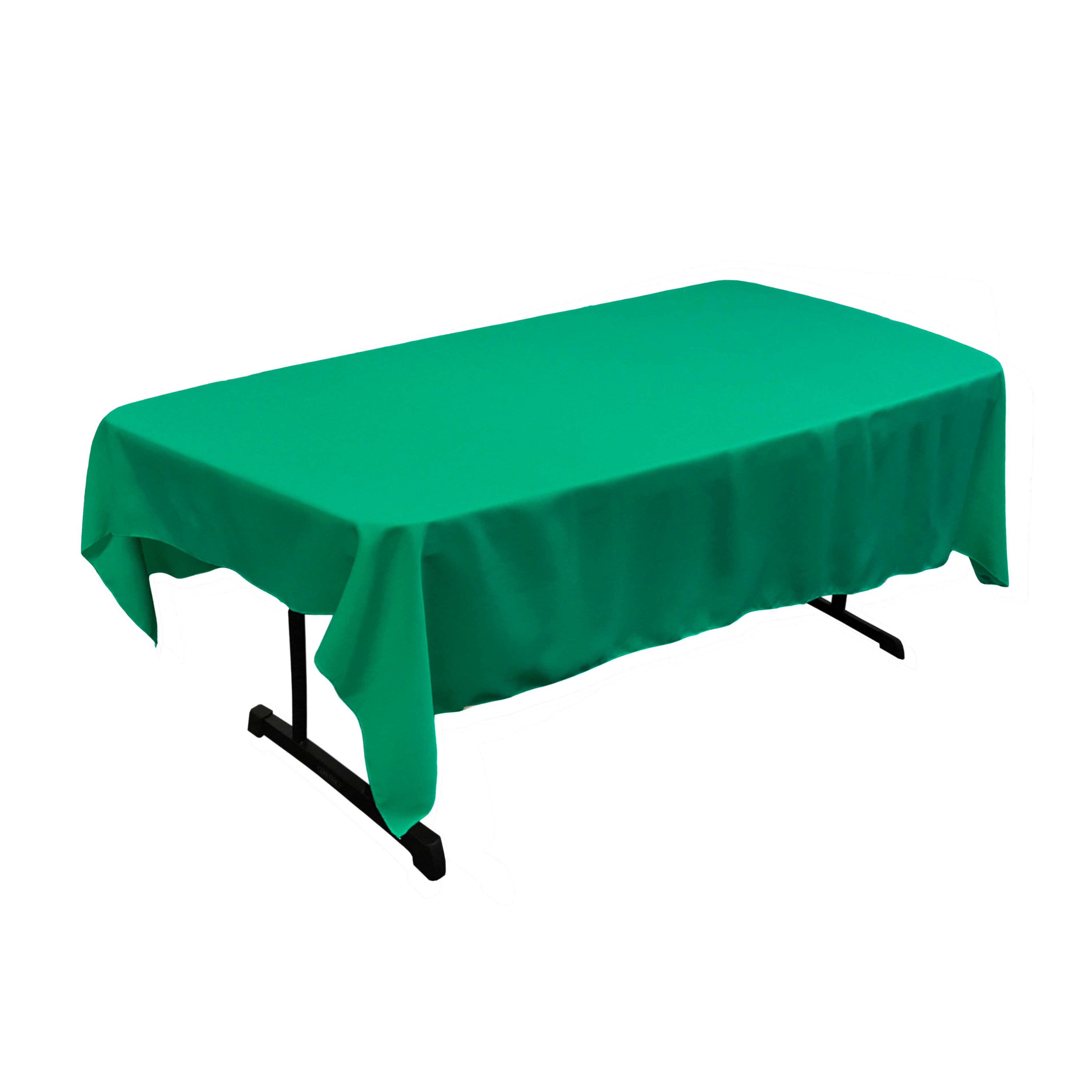 La Linen Polyester Poplin 60 By 84-Inch Rectangular Tablecloth, Jade