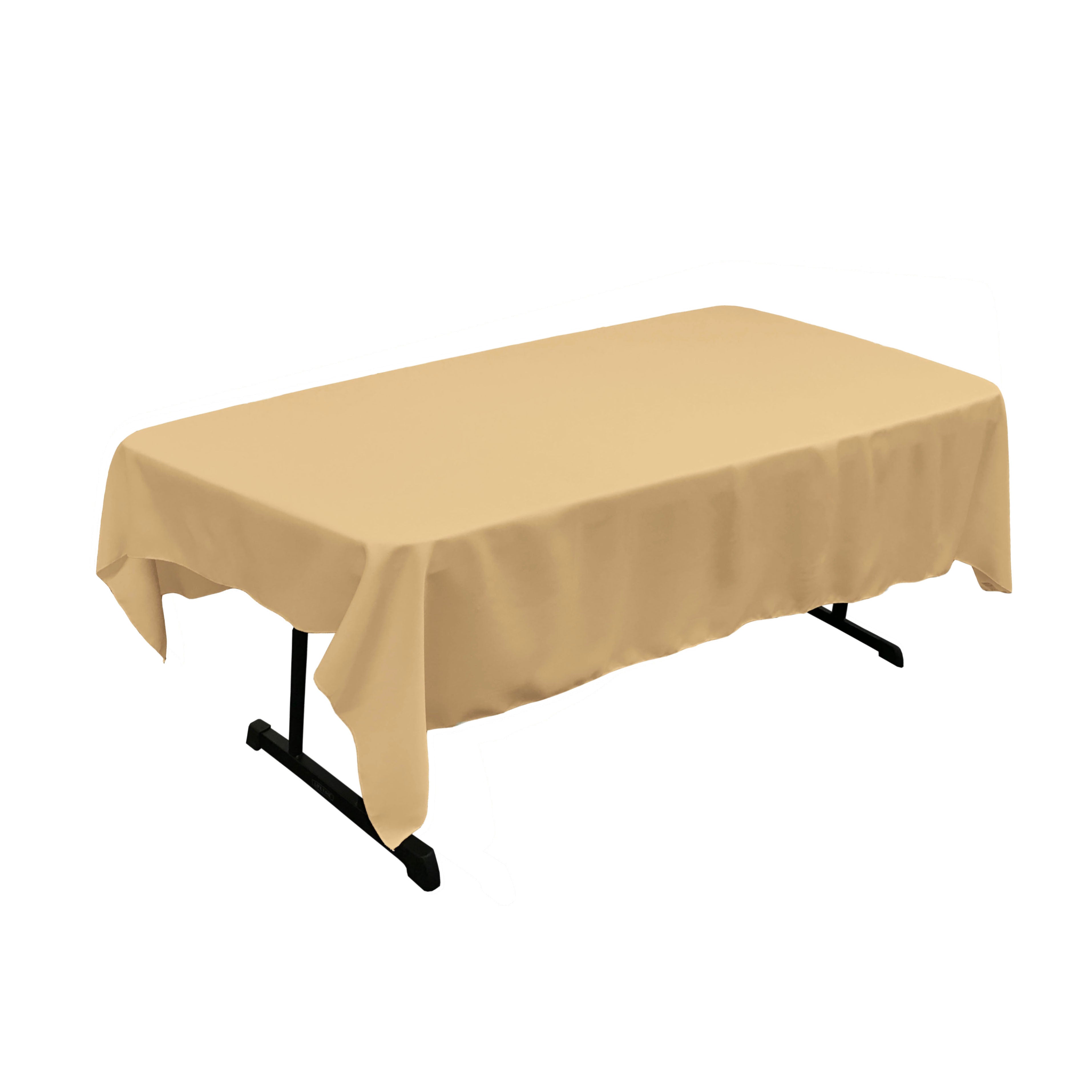 La Linen Polyester Poplin 60 By 84-Inch Rectangular Tablecloth, Khaki