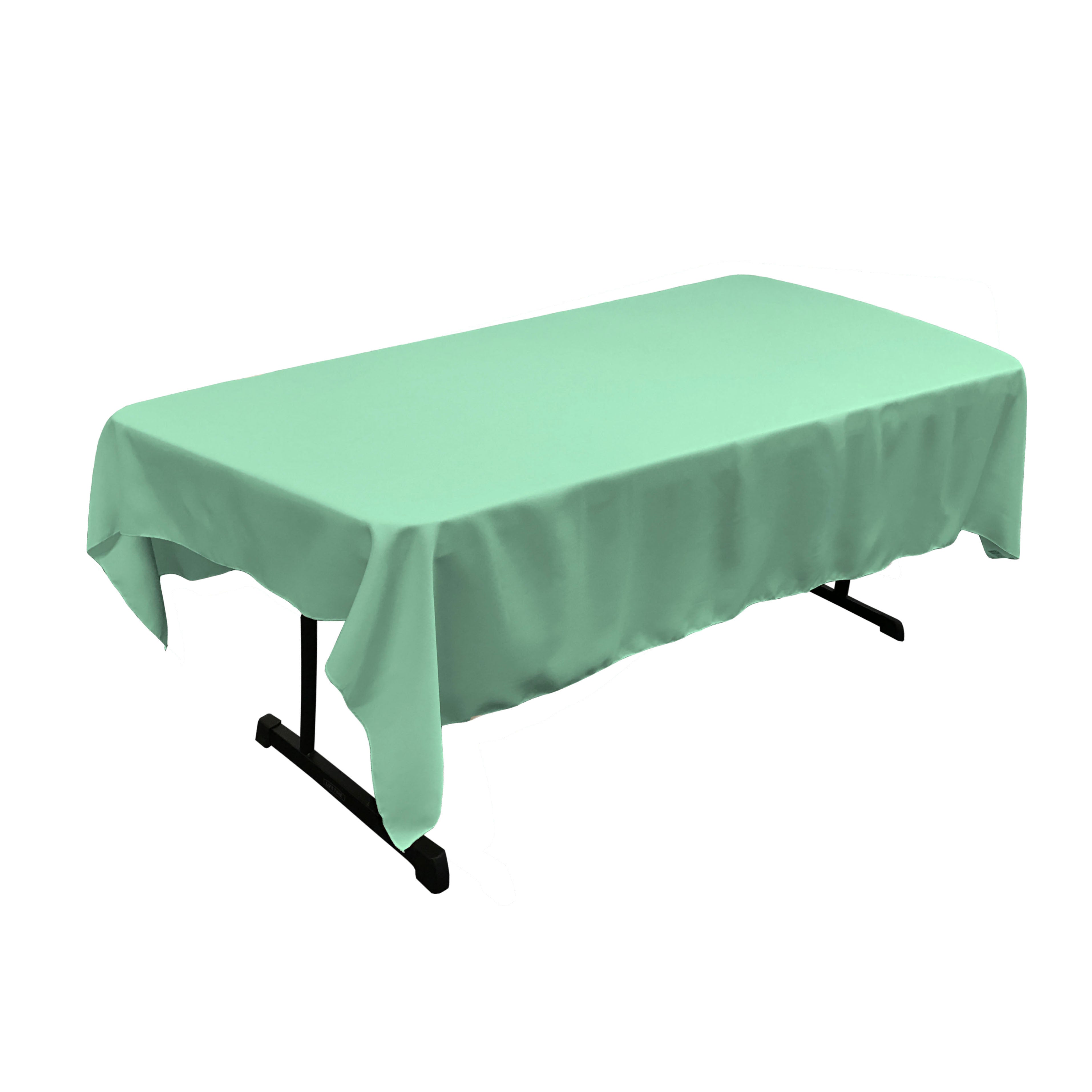 La Linen Polyester Poplin 60 By 84-Inch Rectangular Tablecloth, Mint