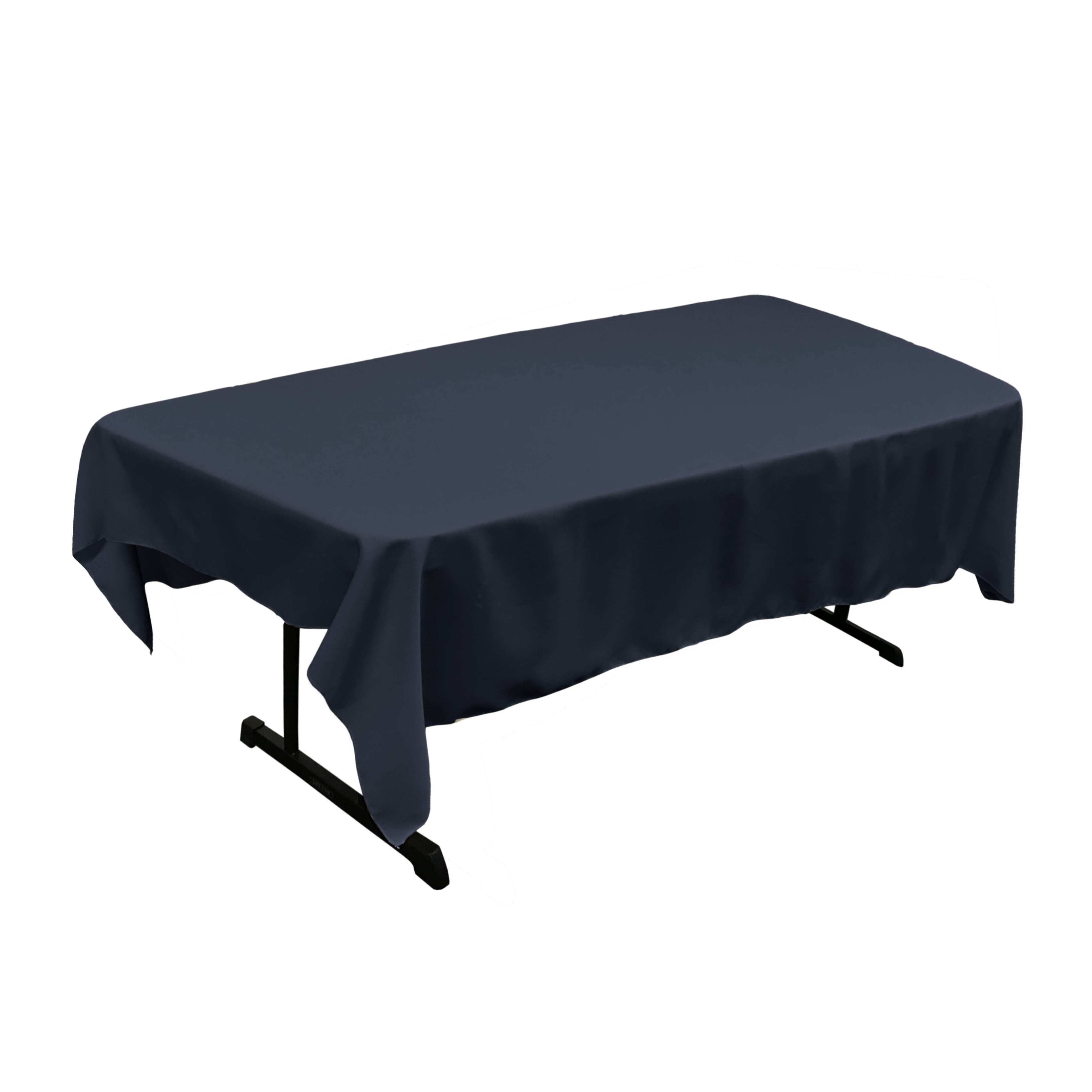 La Linen Polyester Poplin 60 By 84-Inch Rectangular Tablecloth, Navy