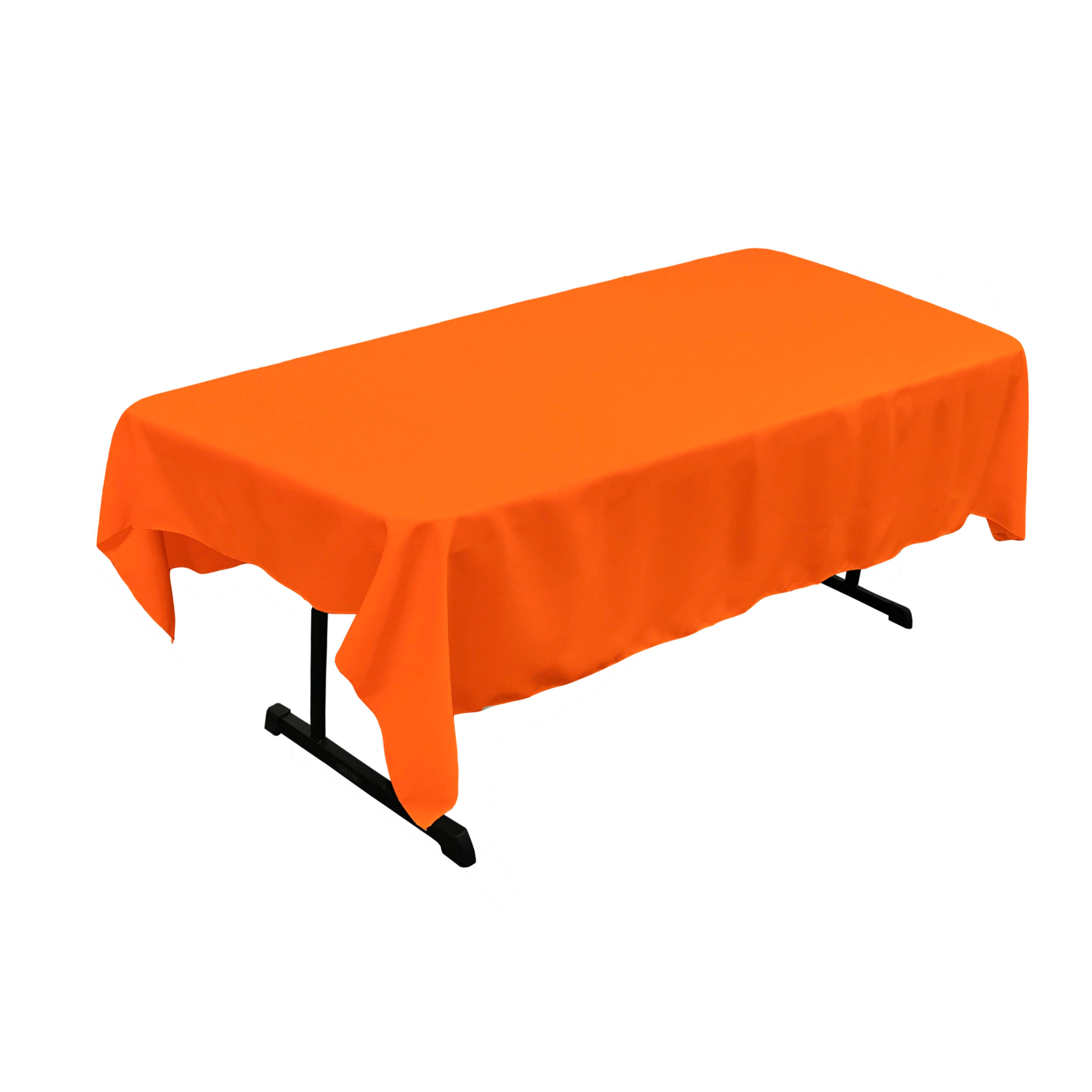 La Linen Polyester Poplin 60 By 84-Inch Rectangular Tablecloth, Orange