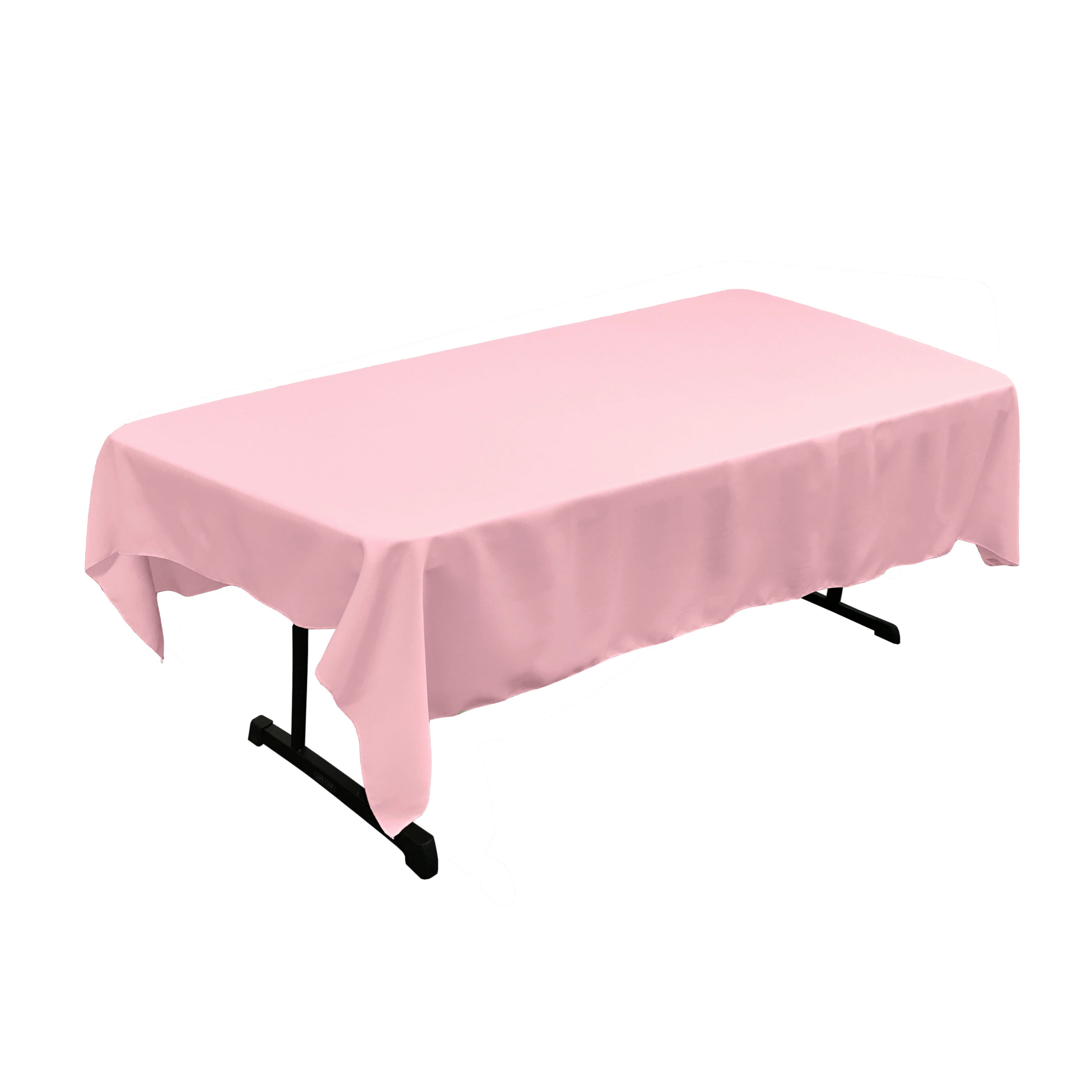 La Linen Polyester Poplin 60 By 84-Inch Rectangular Tablecloth, Pink Light