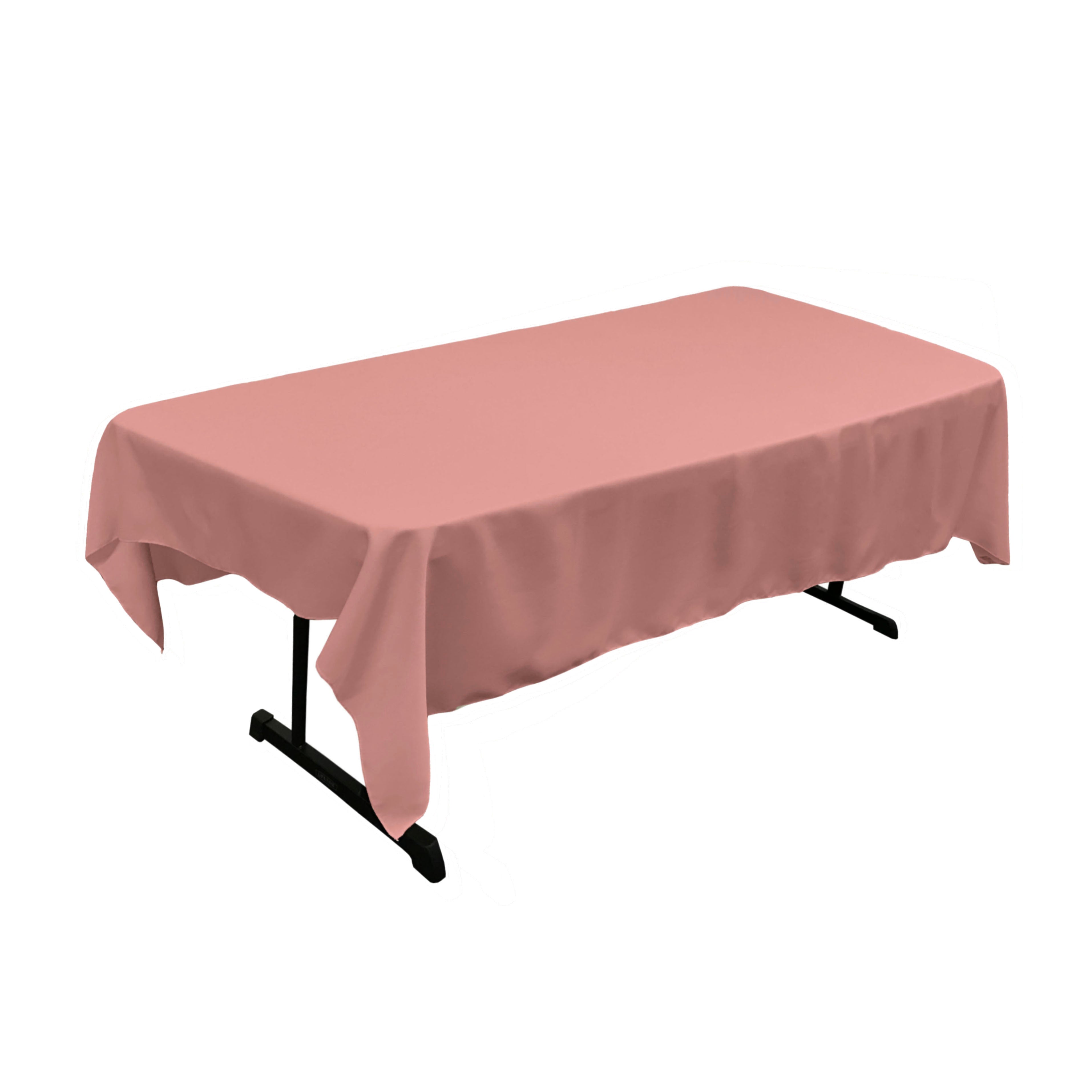 La Linen Polyester Poplin 60 By 84-Inch Rectangular Tablecloth, Dusty Rose