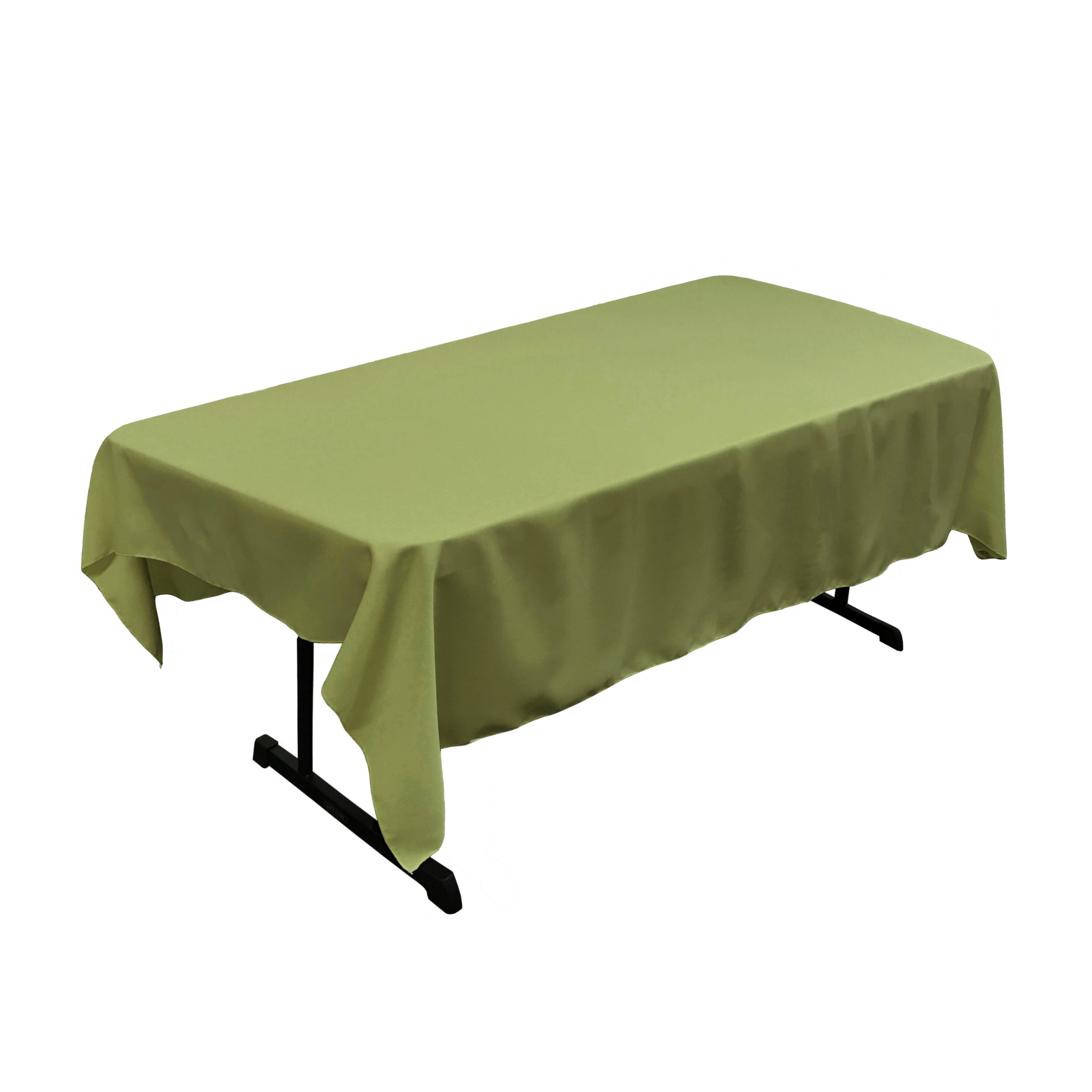 La Linen Polyester Poplin 60 By 84-Inch Rectangular Tablecloth, Sage Dark