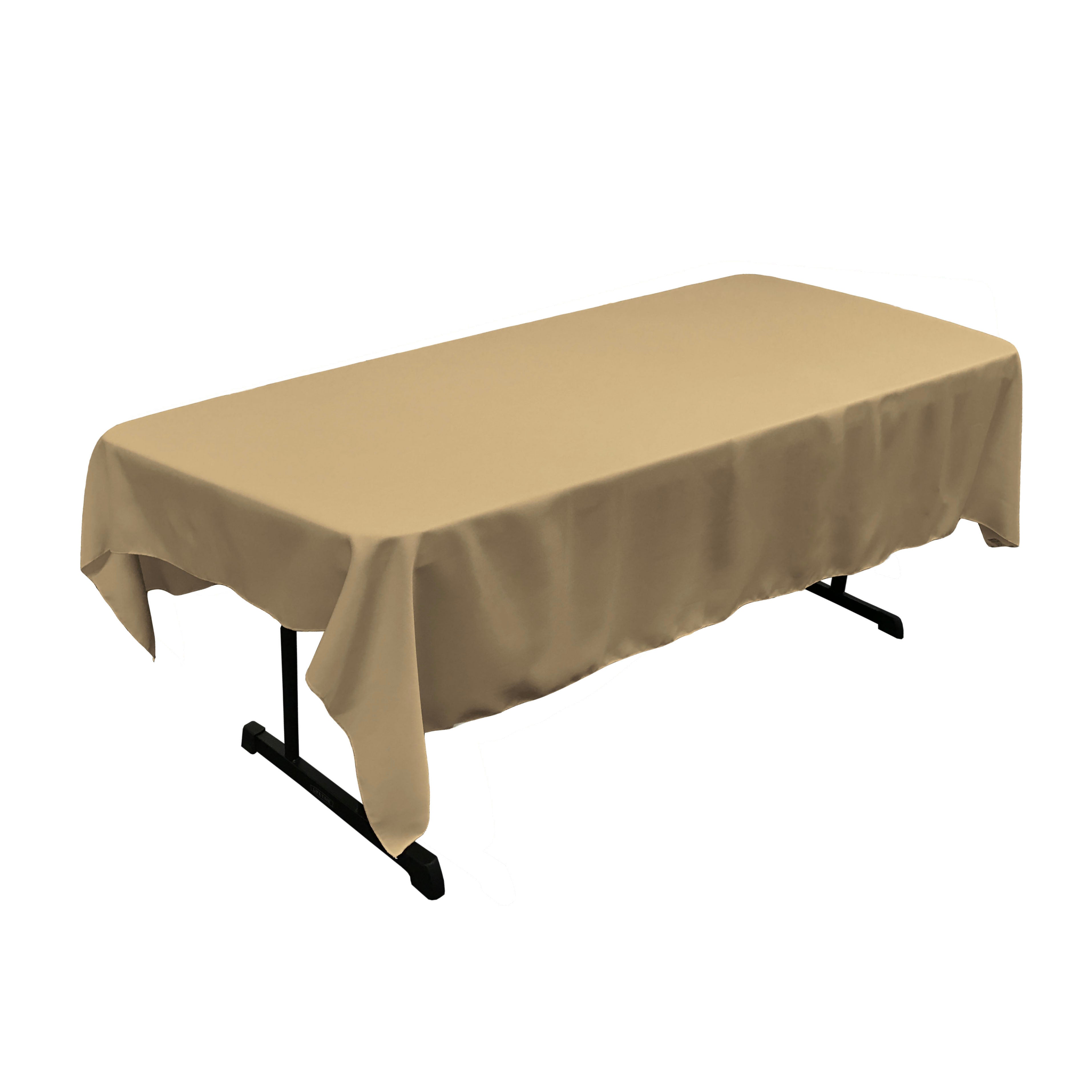 La Linen Polyester Poplin 60 By 84-Inch Rectangular Tablecloth, Taupe