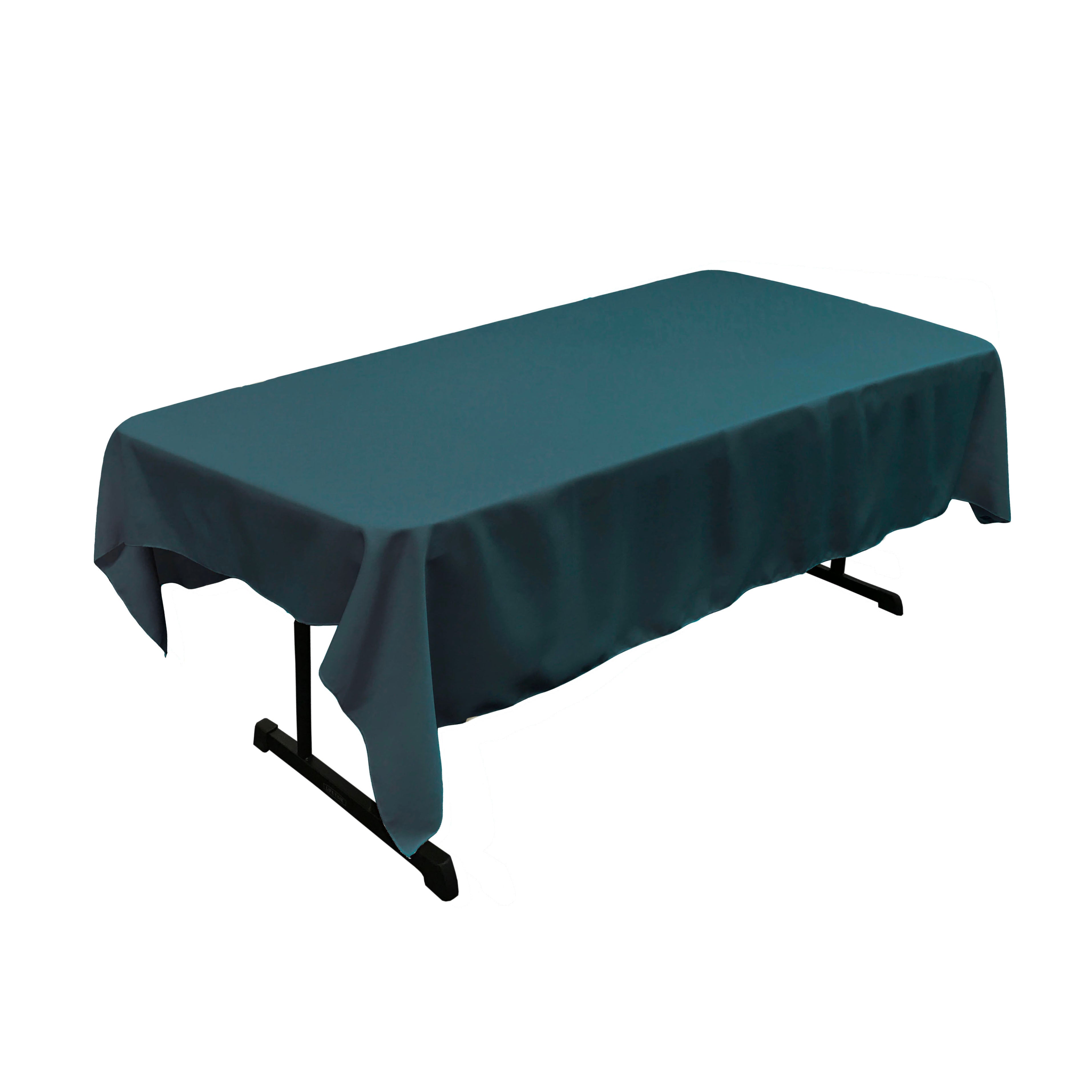 La Linen Polyester Poplin 60 By 84-Inch Rectangular Tablecloth, Teal Dark