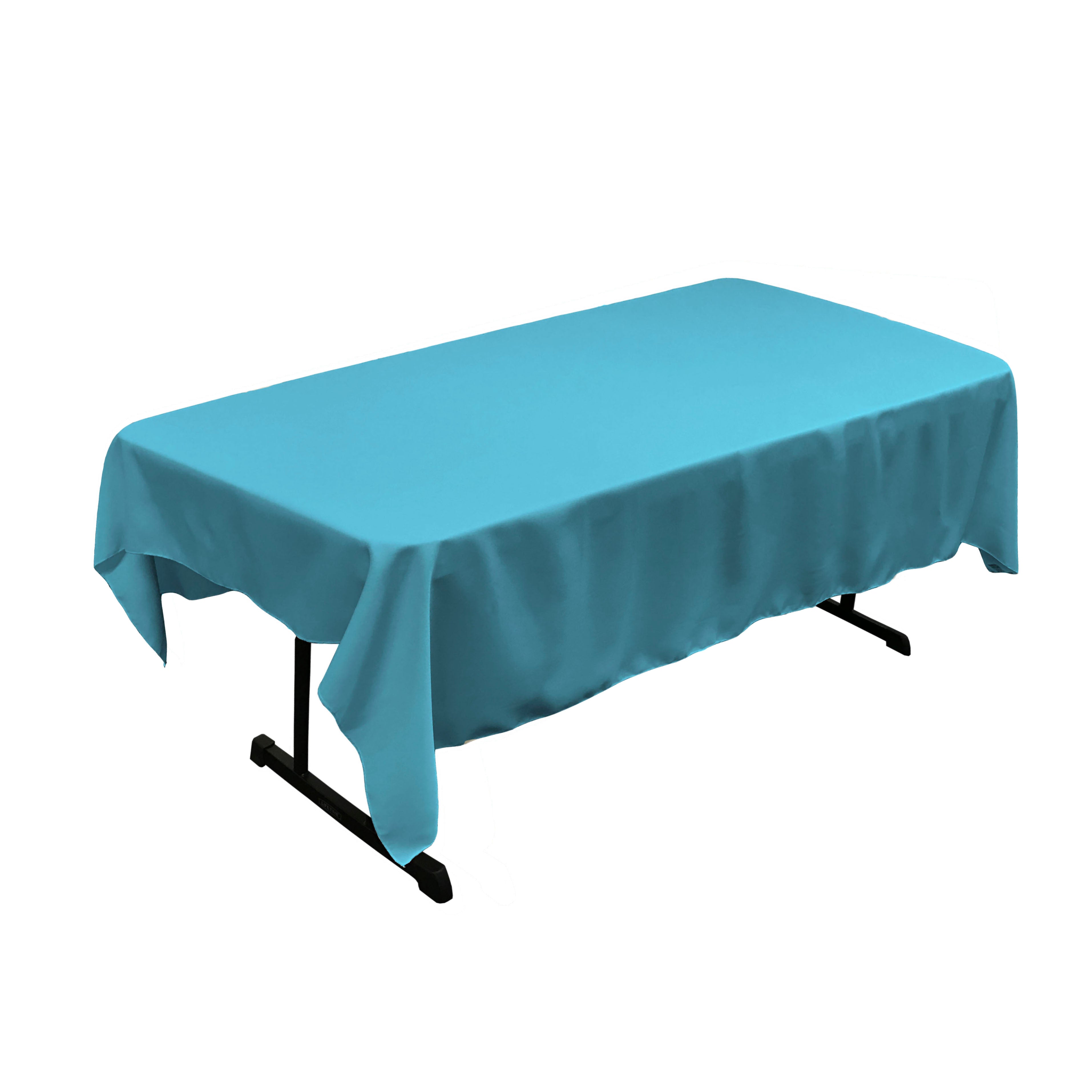 La Linen Polyester Poplin 60 By 84-Inch Rectangular Tablecloth, Turquoise Dark
