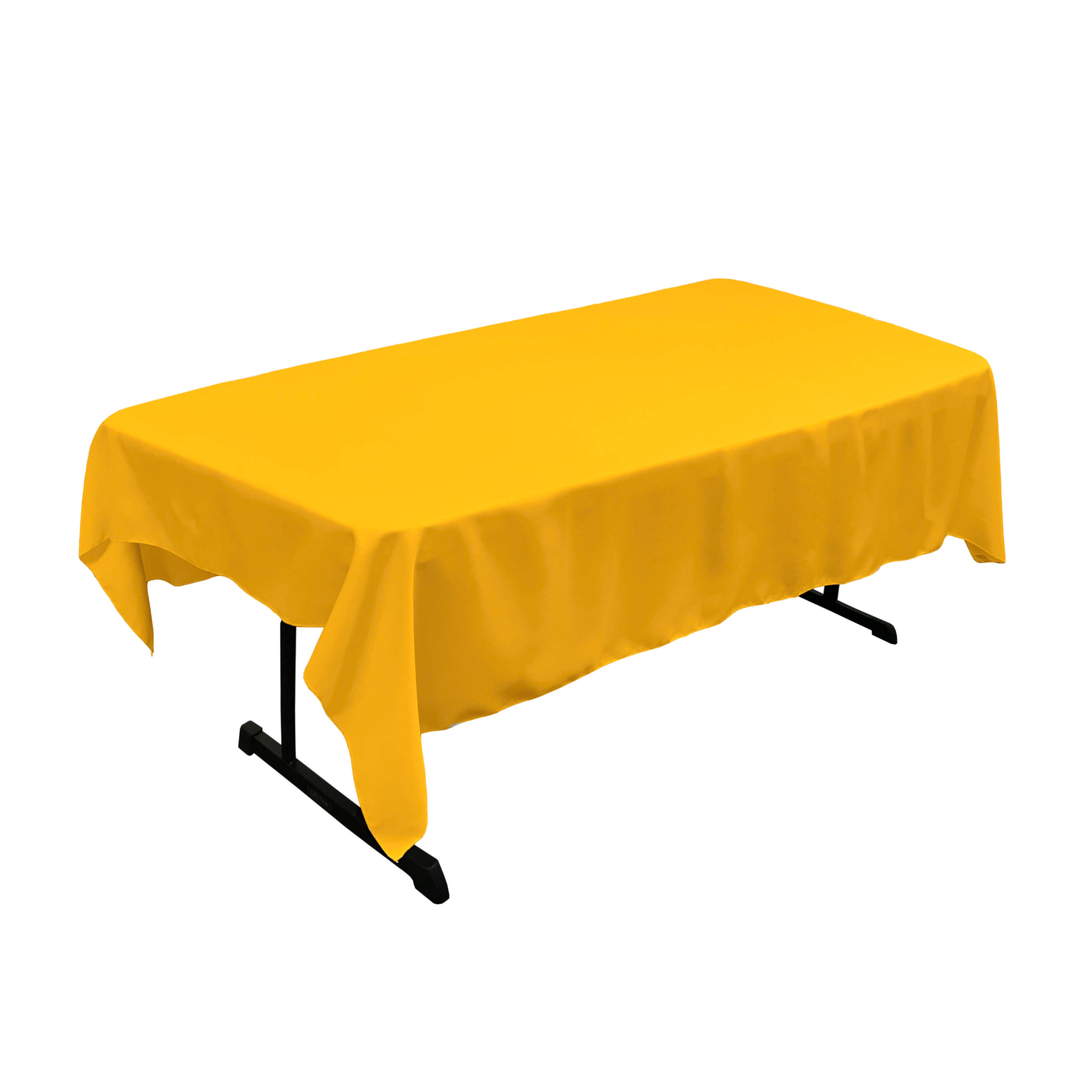 La Linen Polyester Poplin 60 By 84-Inch Rectangular Tablecloth, Yellow Dark