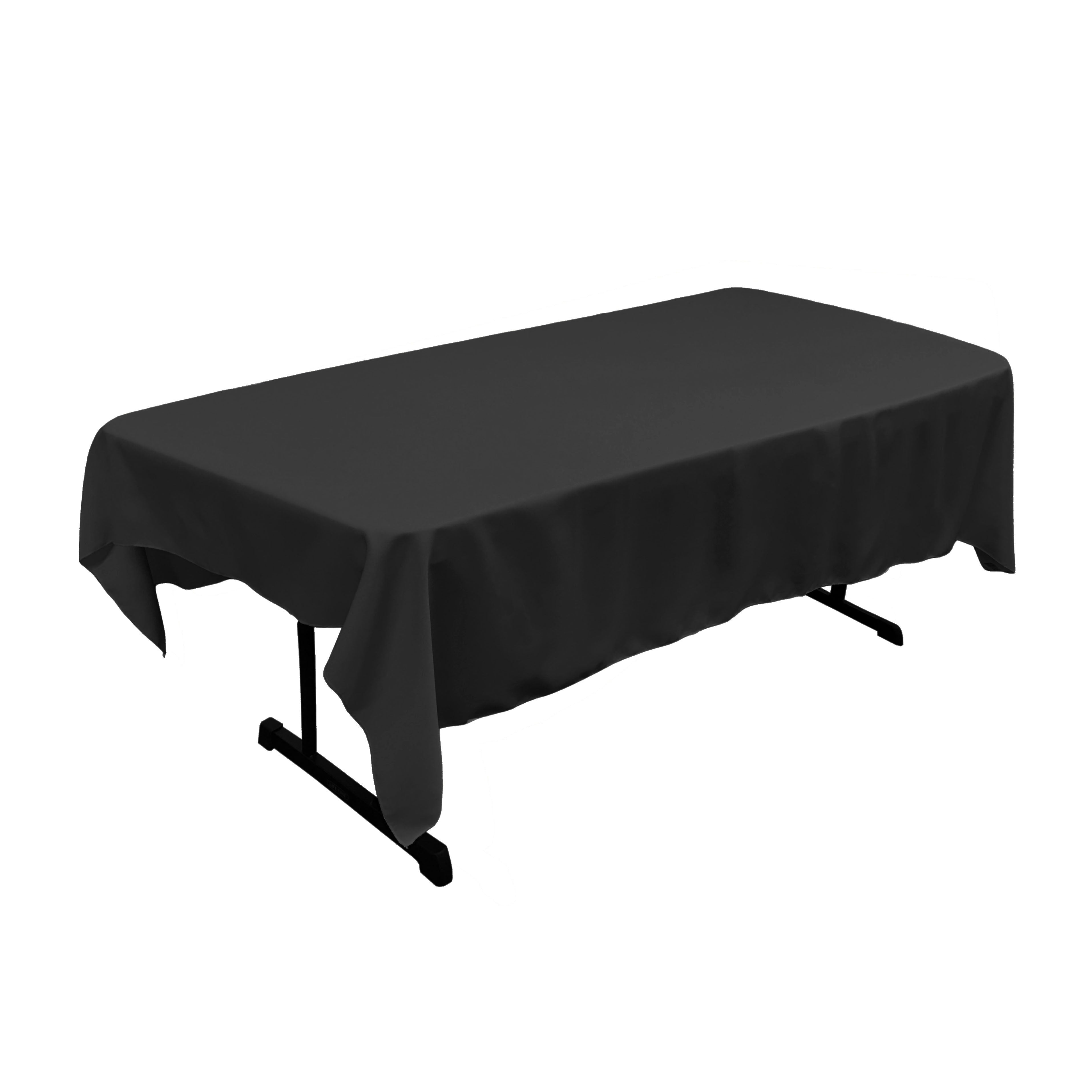 La Linen Polyester Poplin 60 By 90-Inch Rectangular Tablecloth, Black