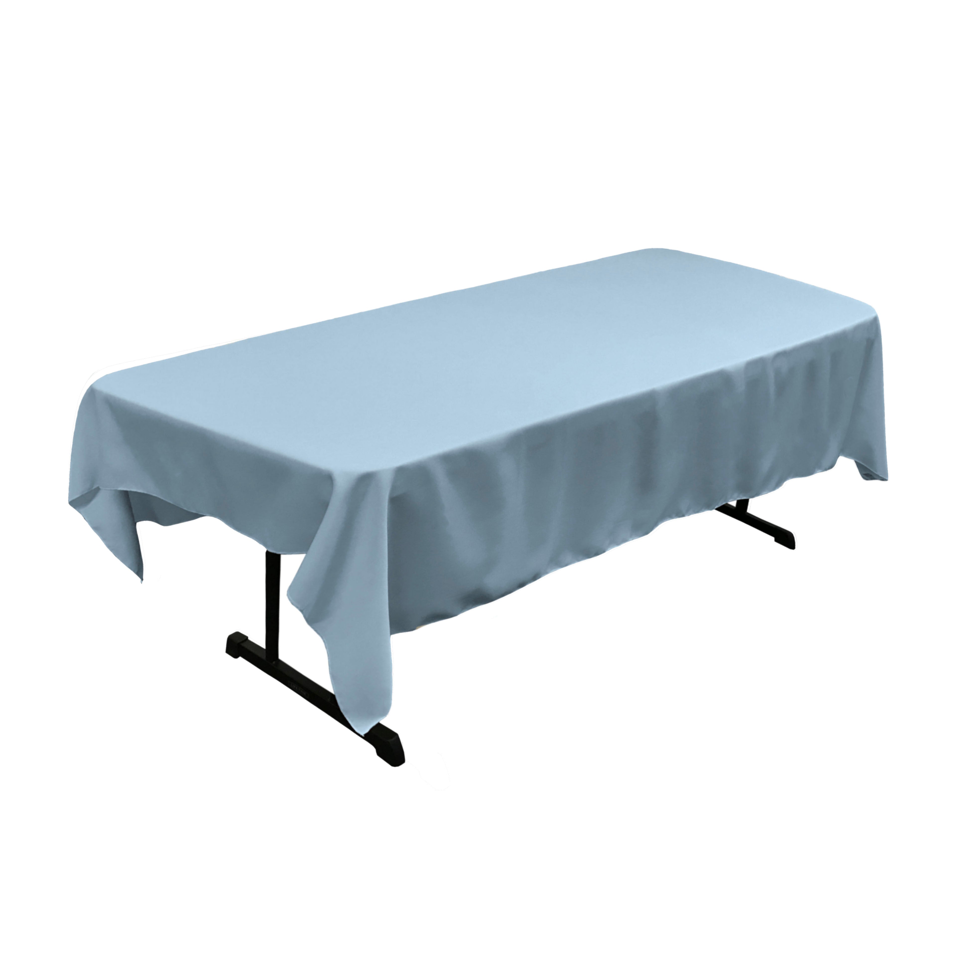 La Linen Polyester Poplin 60 By 90-Inch Rectangular Tablecloth, Blue Light