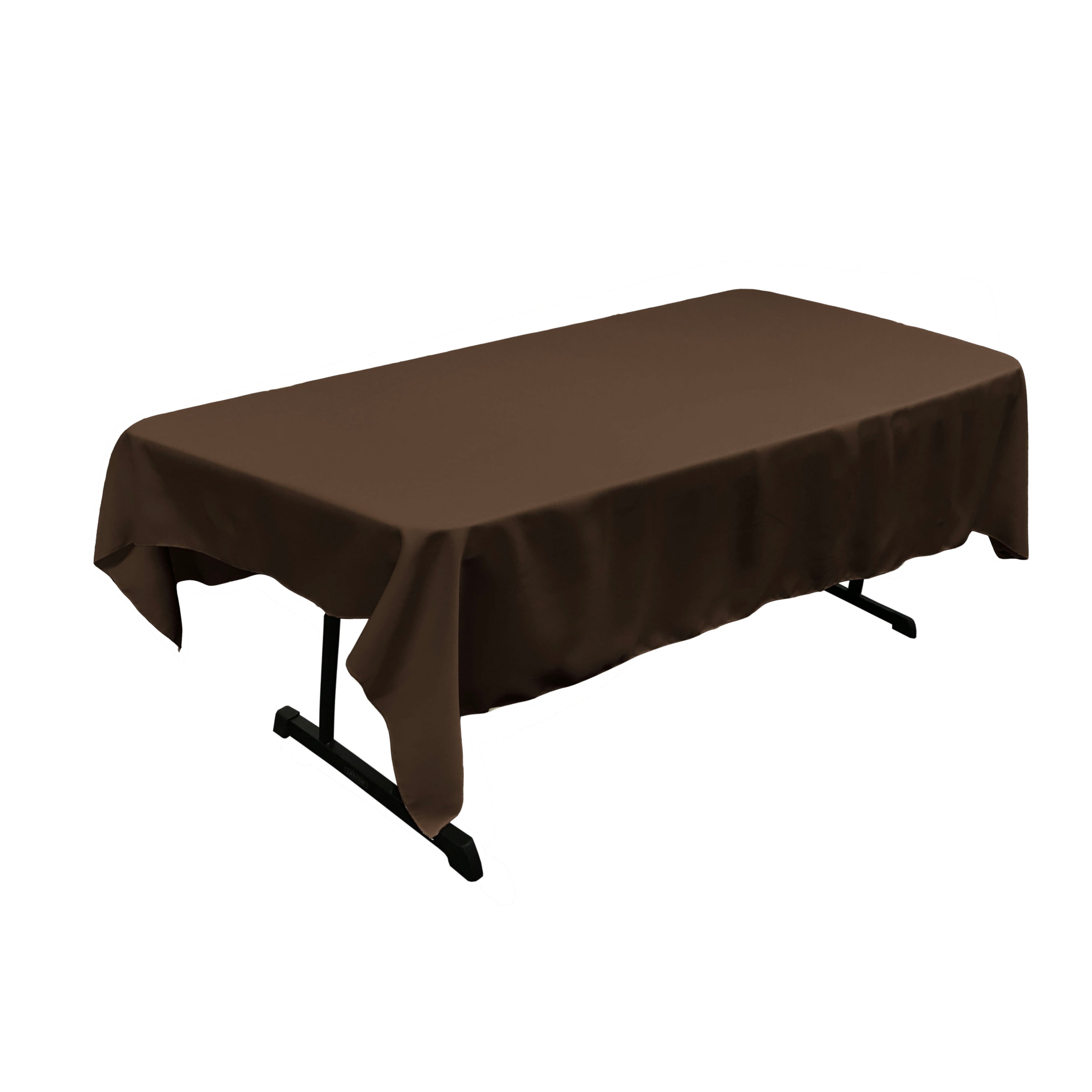 La Linen Polyester Poplin 60 By 90-Inch Rectangular Tablecloth, Brown