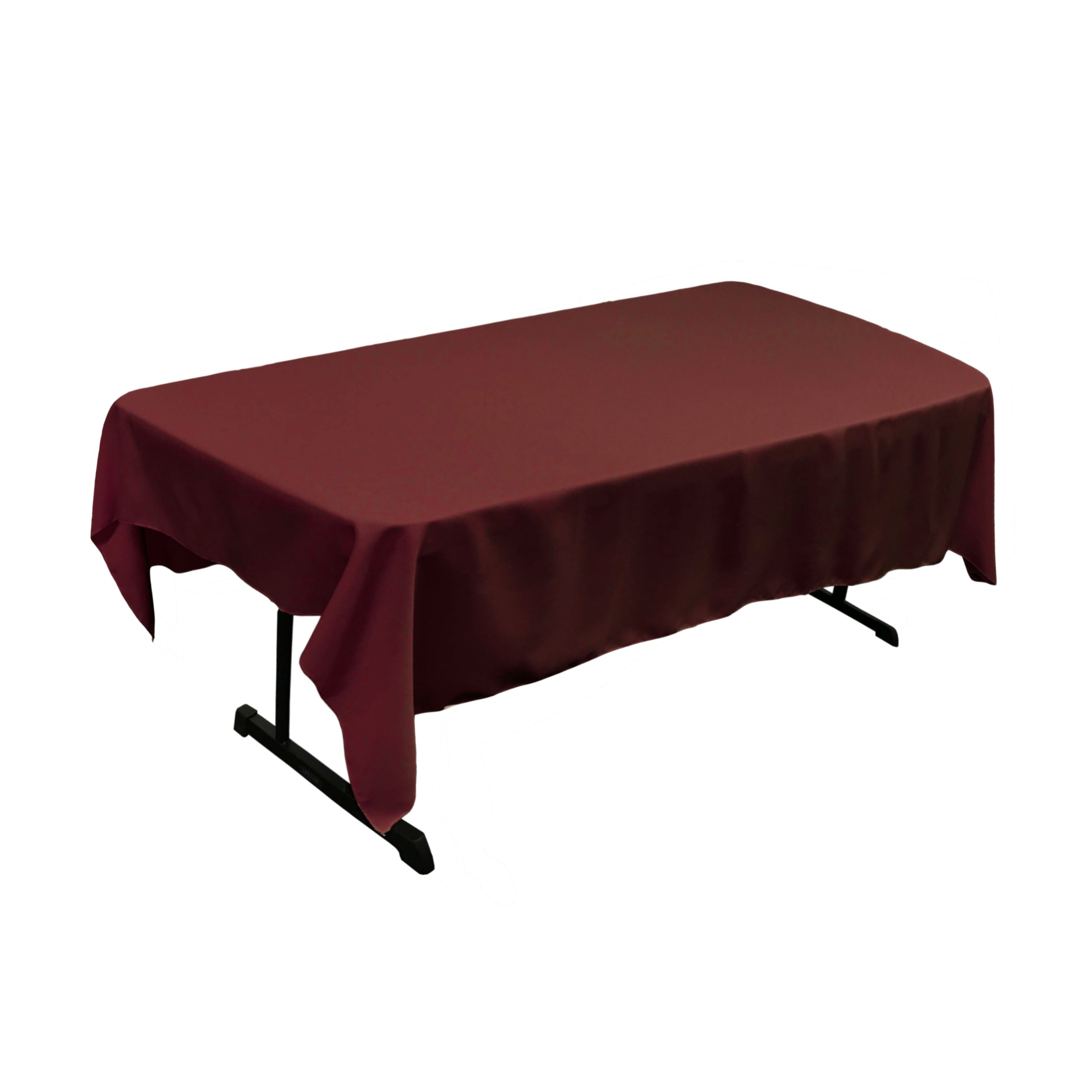 La Linen Polyester Poplin 60 By 90-Inch Rectangular Tablecloth, Burgundy