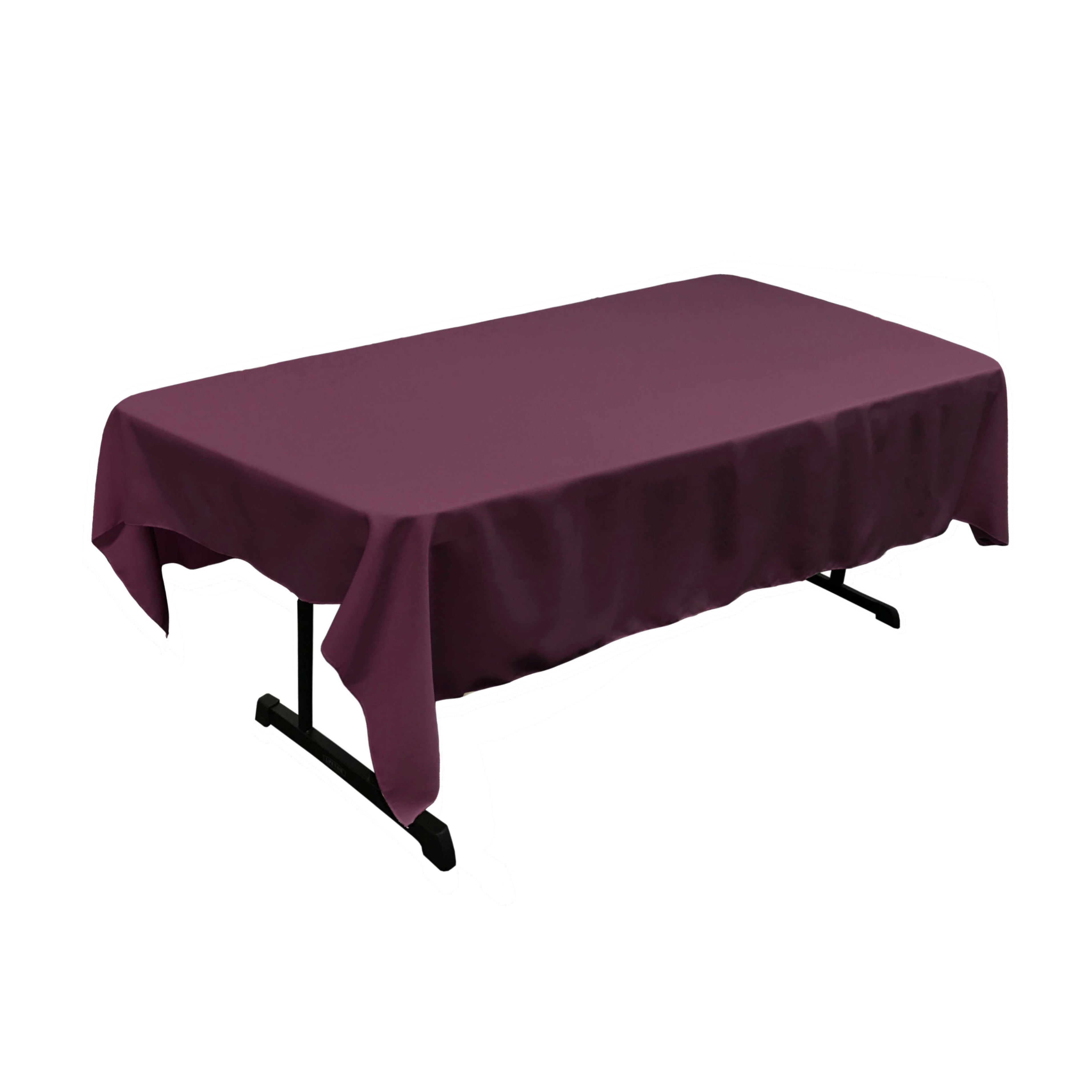 La Linen Polyester Poplin 60 By 90-Inch Rectangular Tablecloth, Eggplant